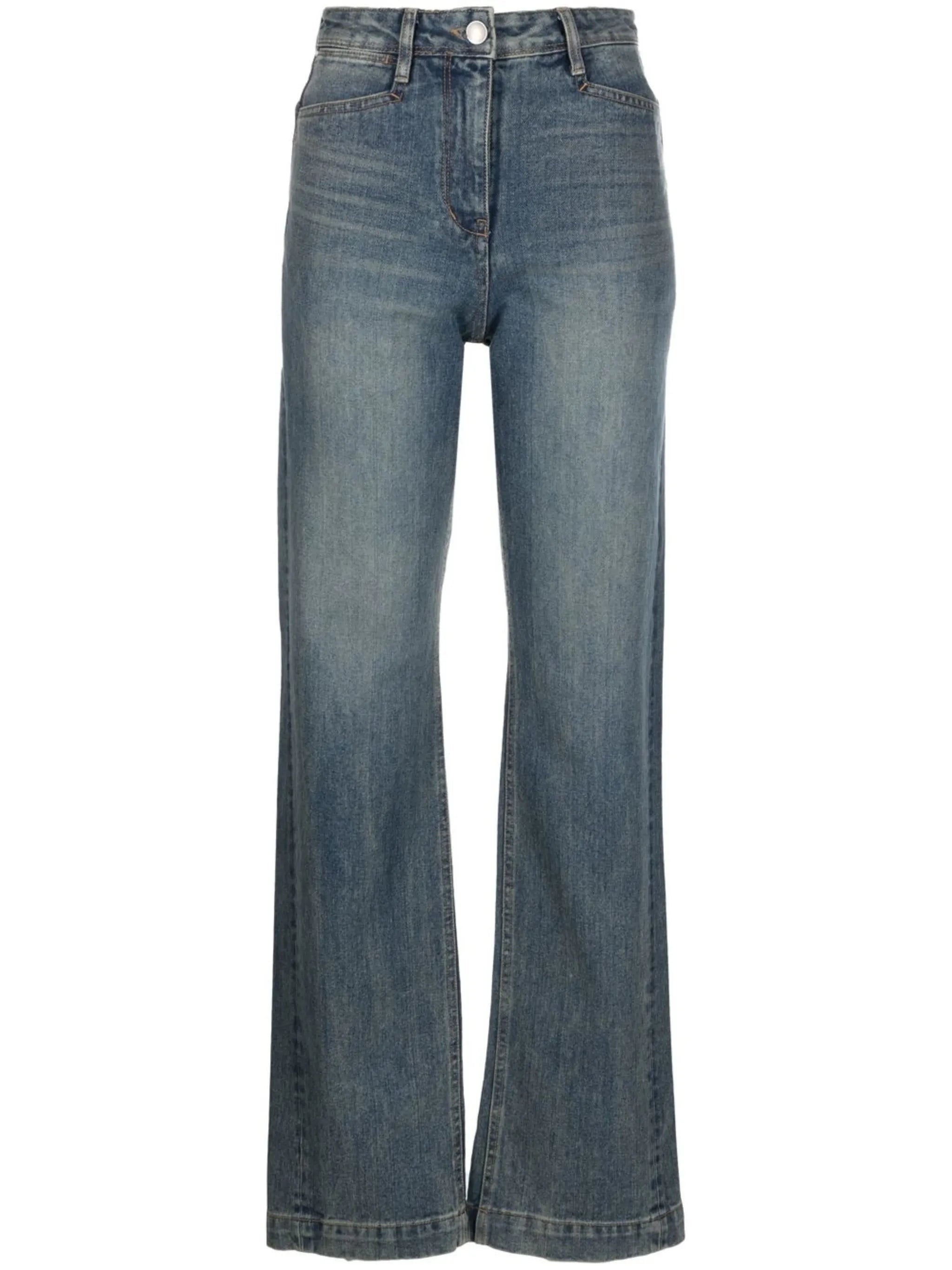 high-waist straight-leg jeans
