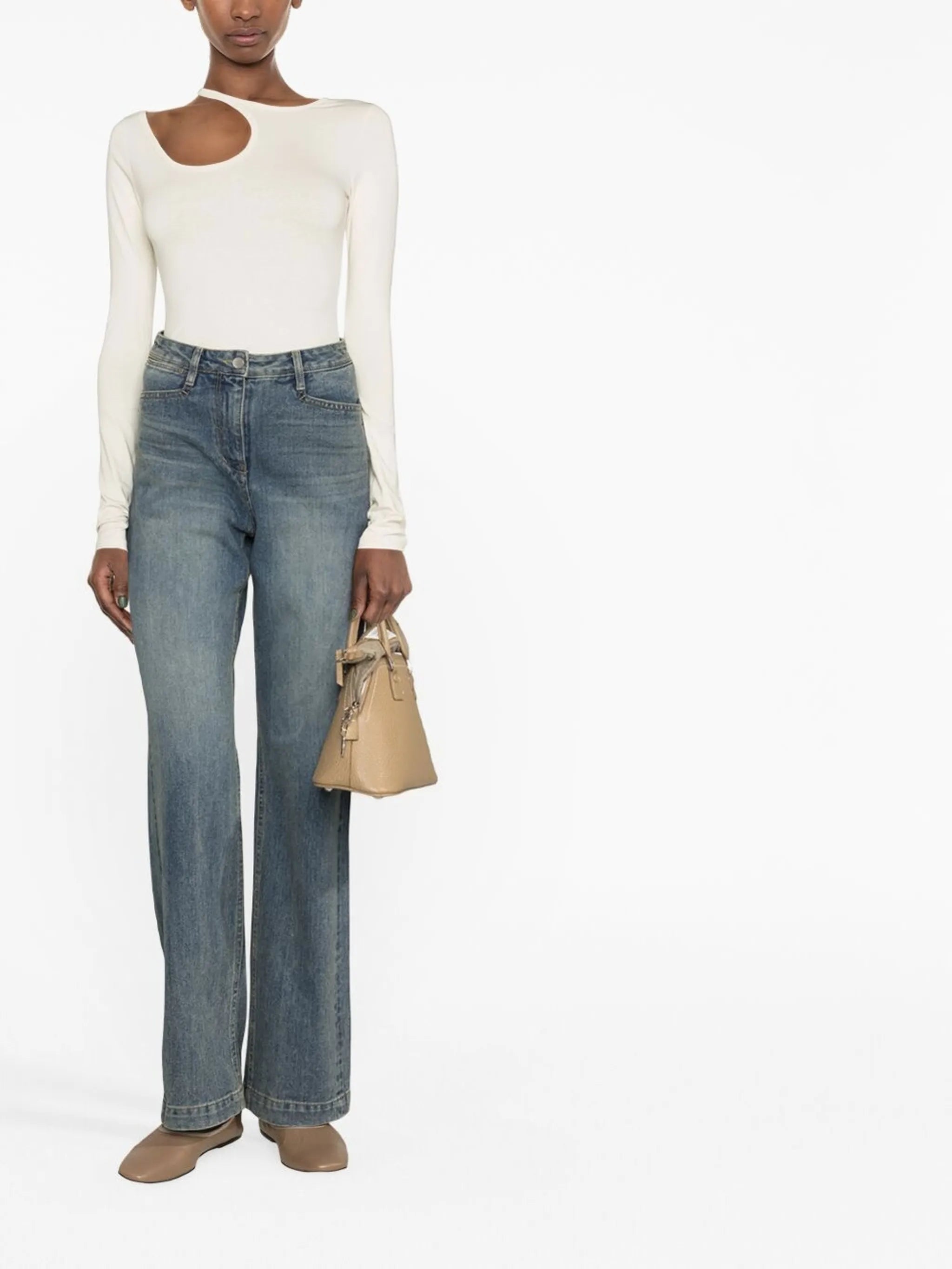 high-waist straight-leg jeans