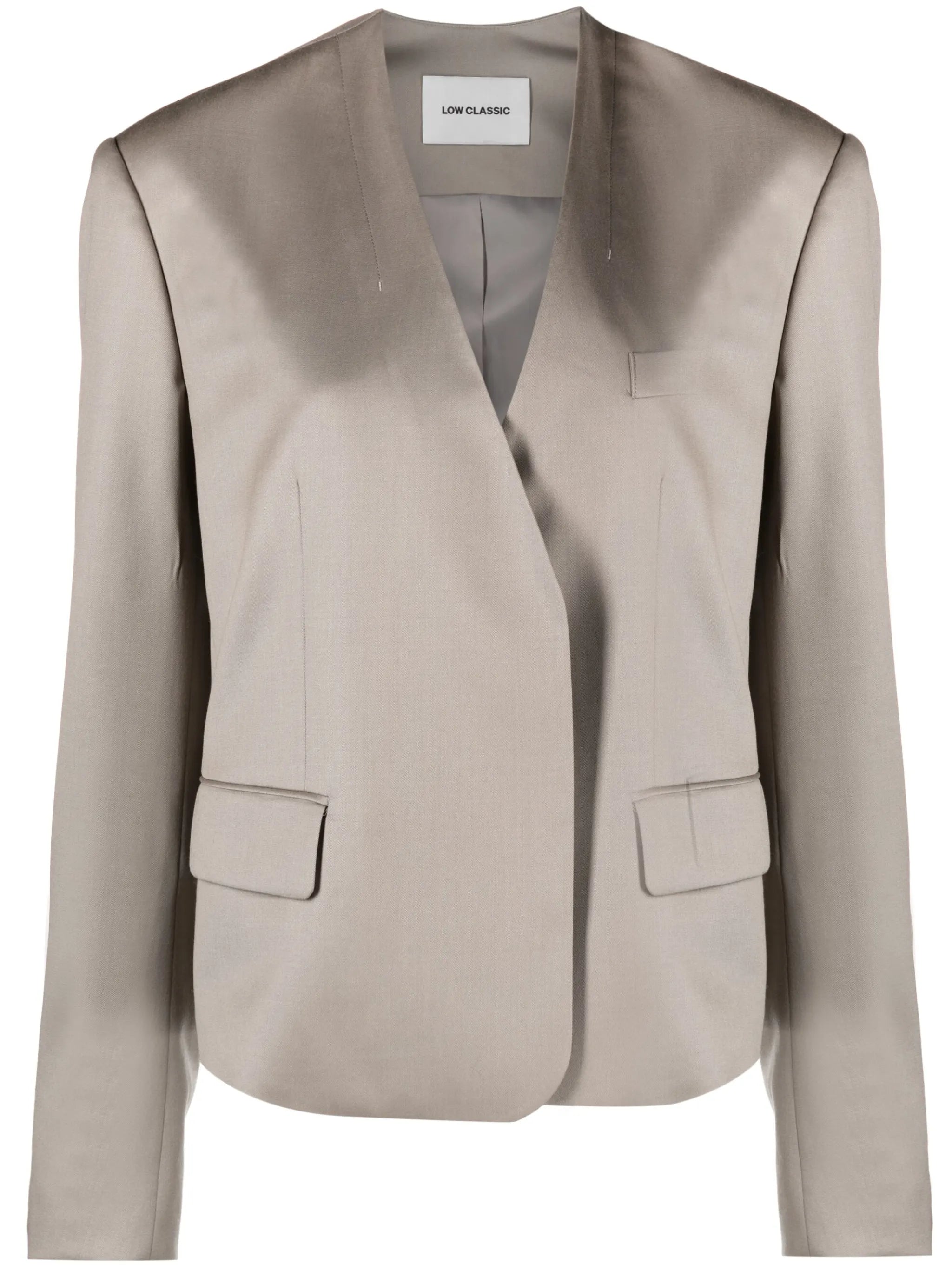 V-neck collarless blazer