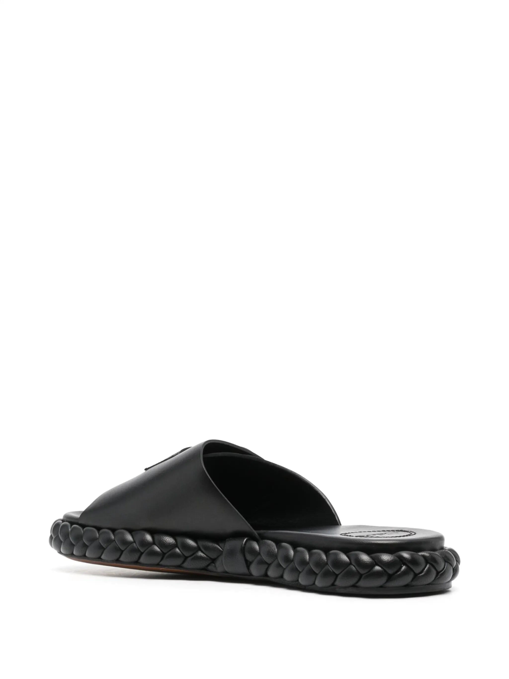 braided-sole leather slides