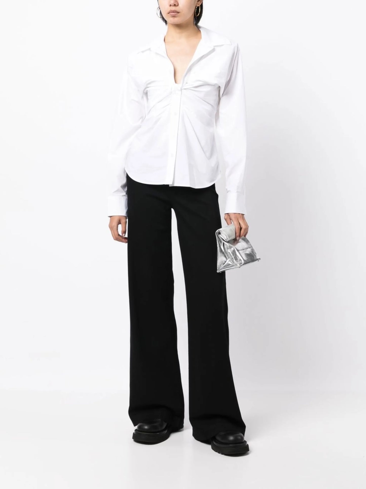 Harper double-buttoned wide jeans