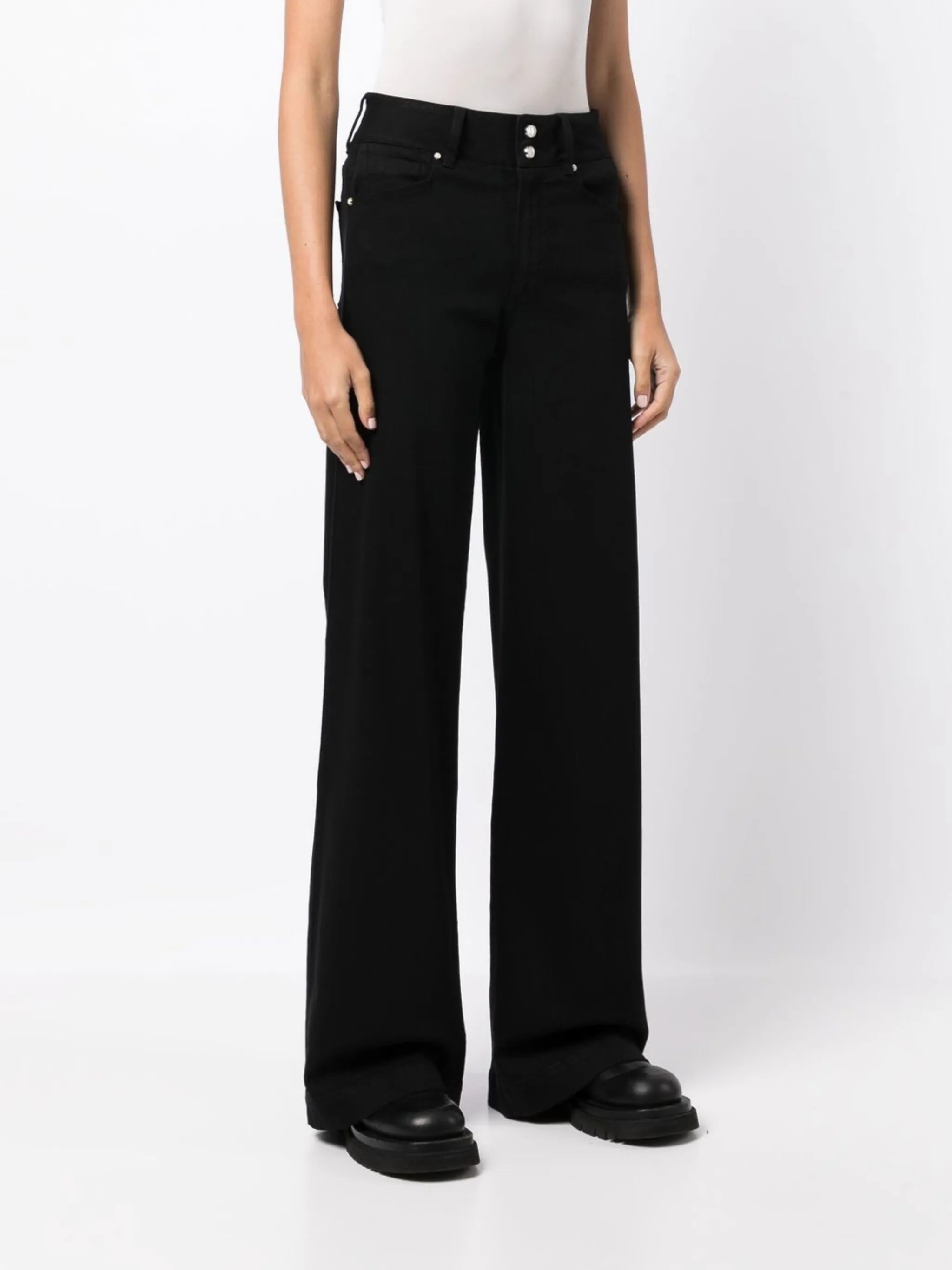 Harper double-buttoned wide jeans