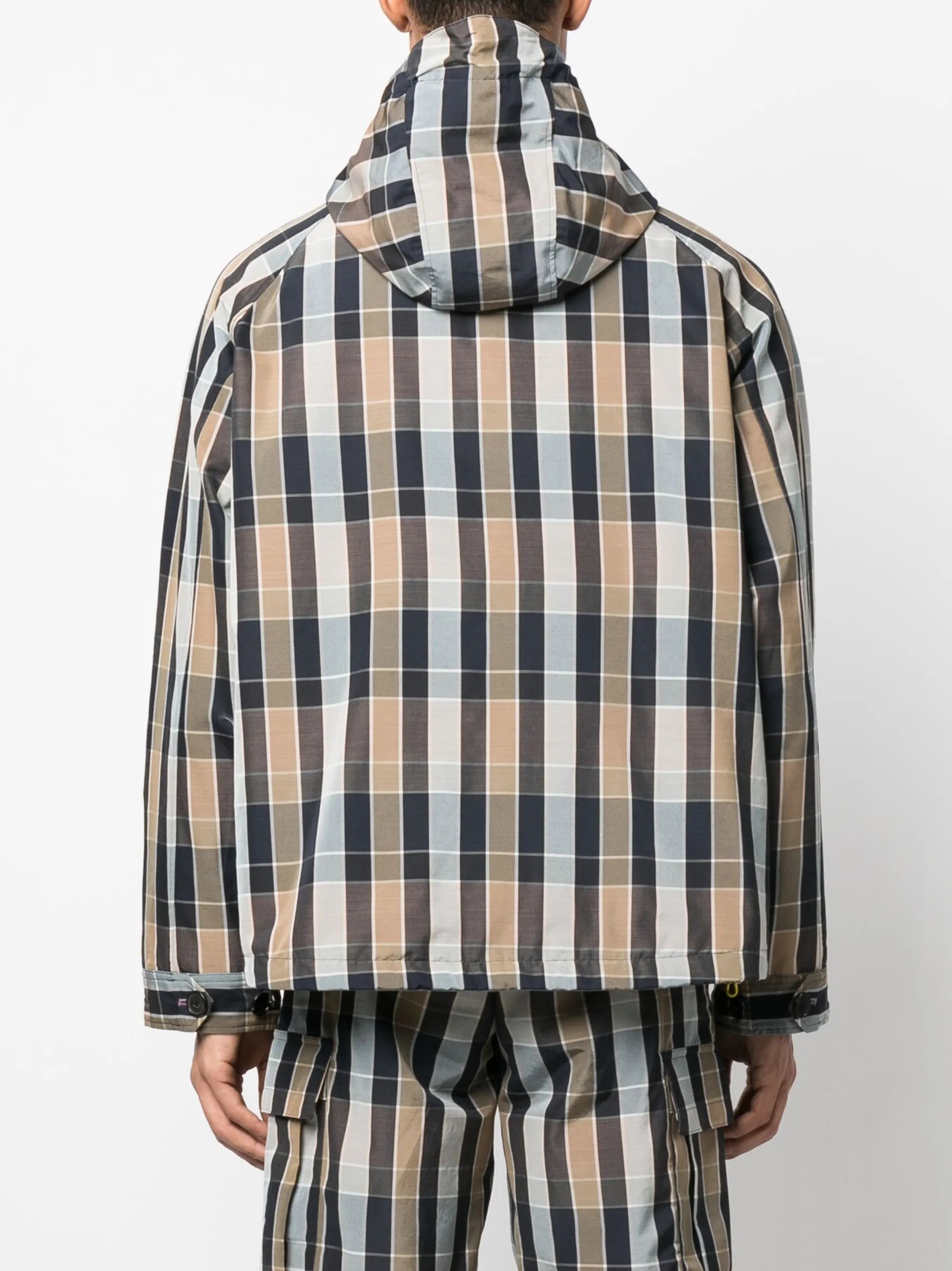 checked hooded jacket