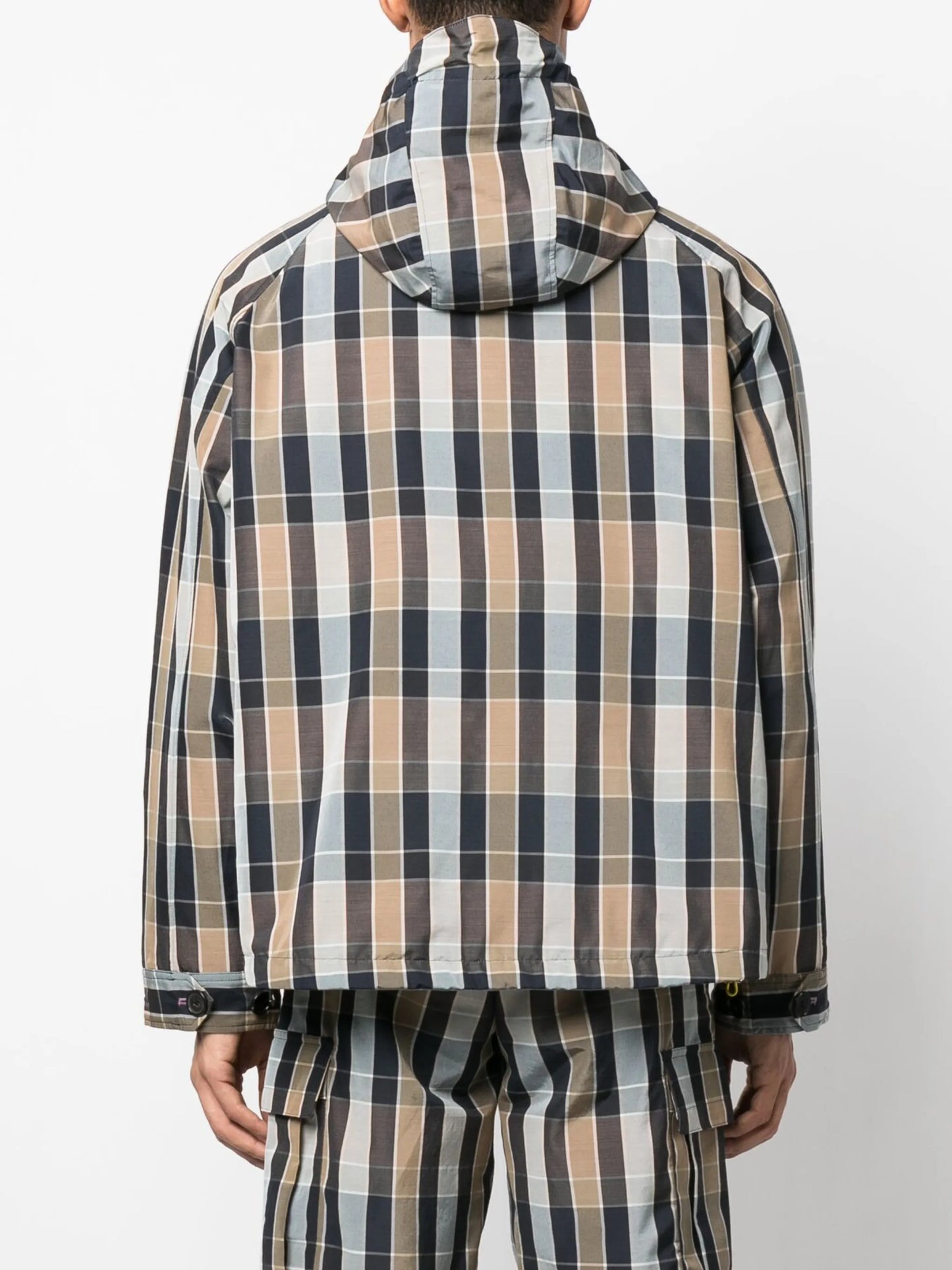 checked hooded jacket