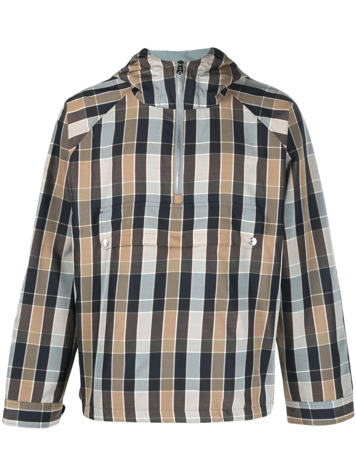 checked hooded jacket
