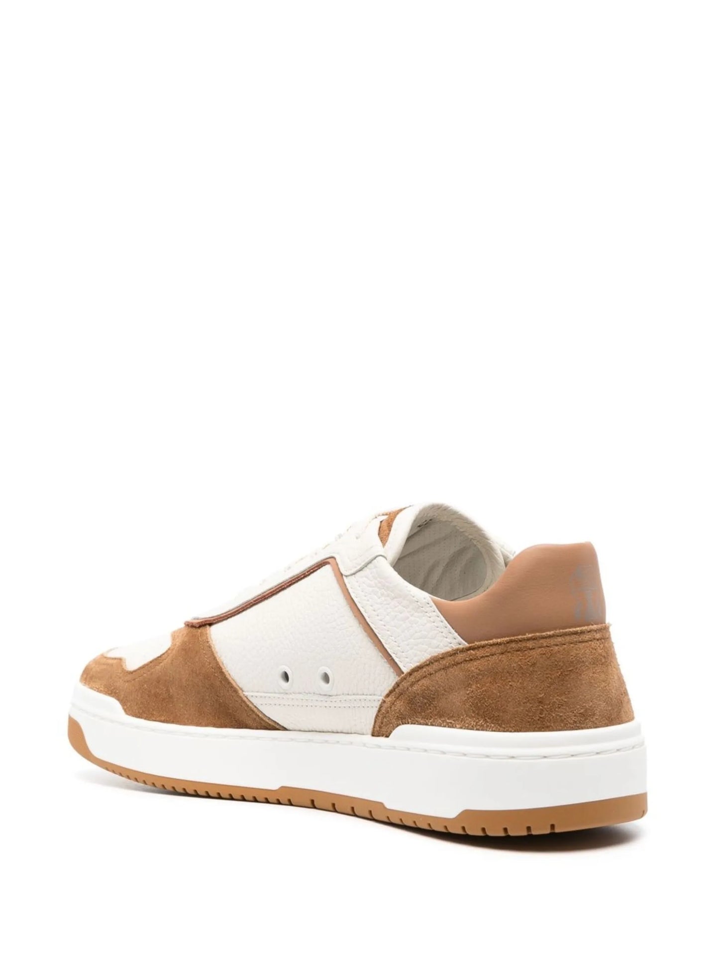 panelled leather low-top sneakers