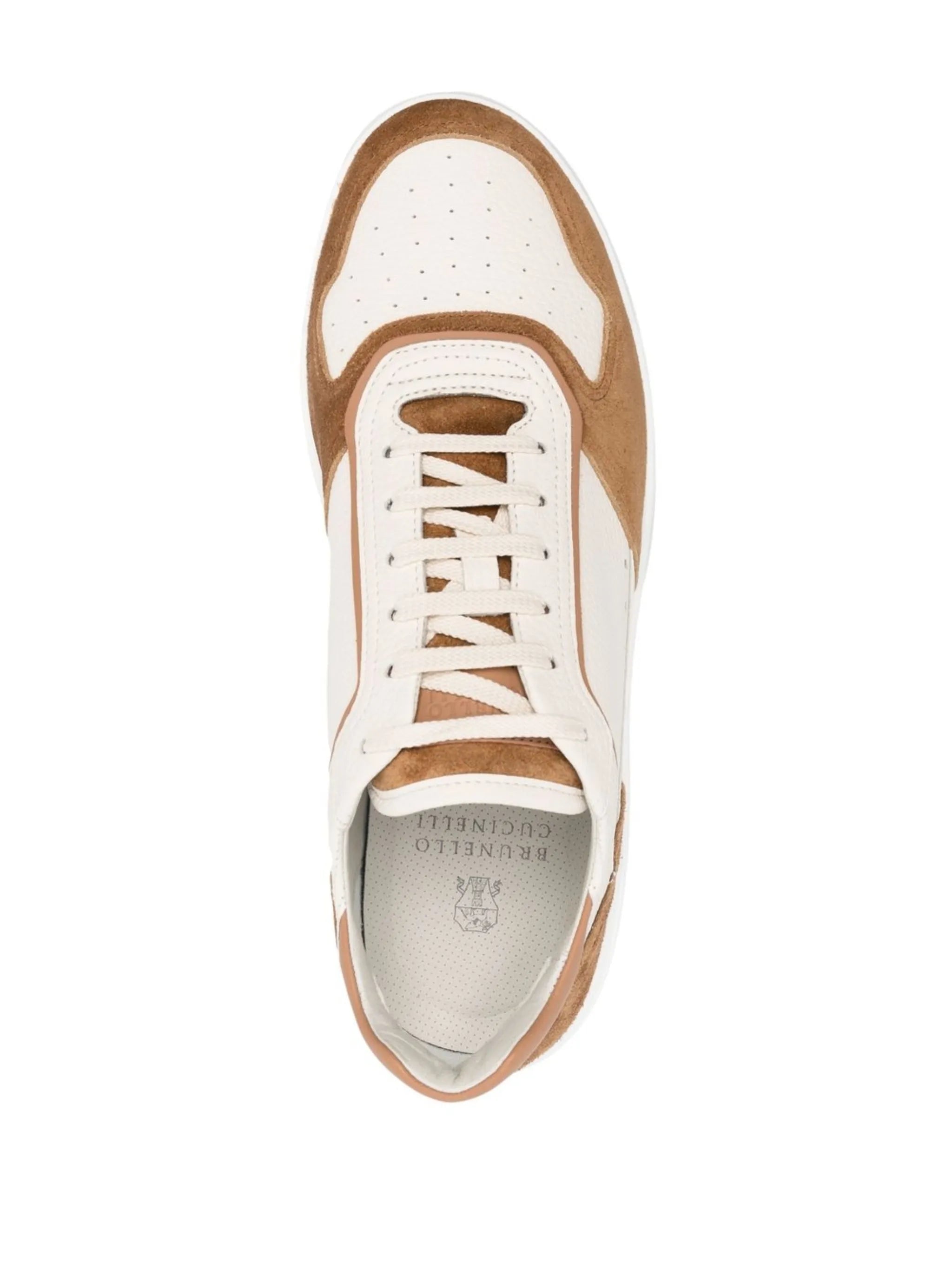 panelled leather low-top sneakers