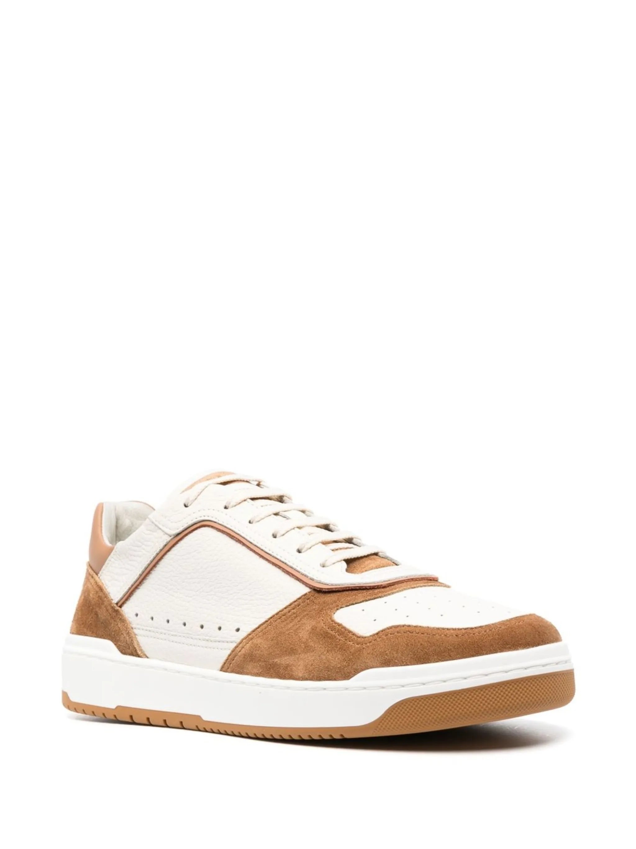 panelled leather low-top sneakers