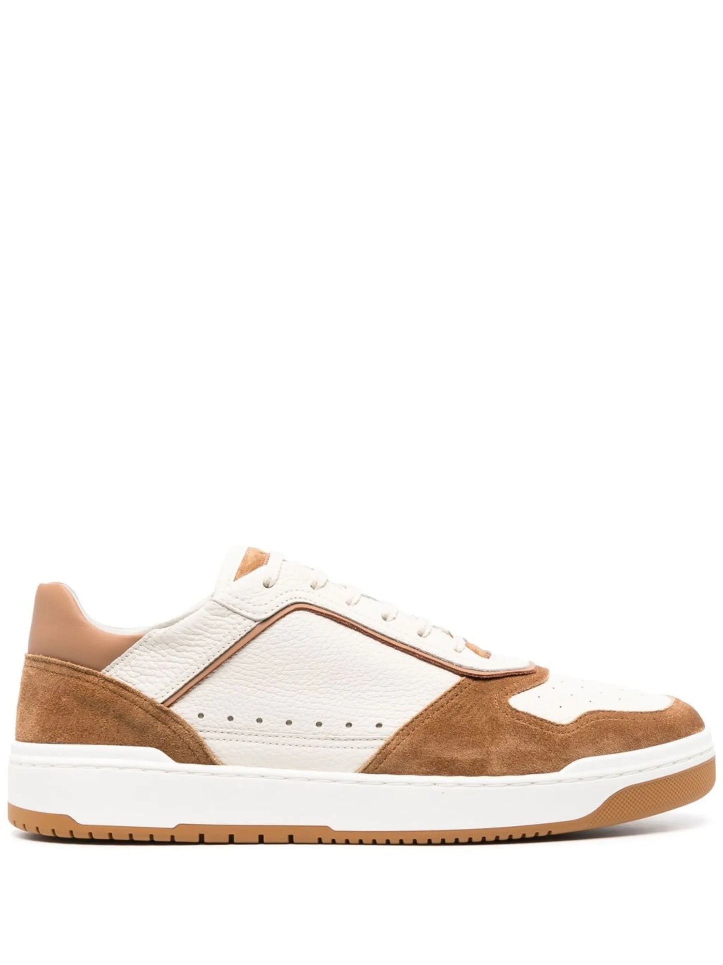 panelled leather low-top sneakers
