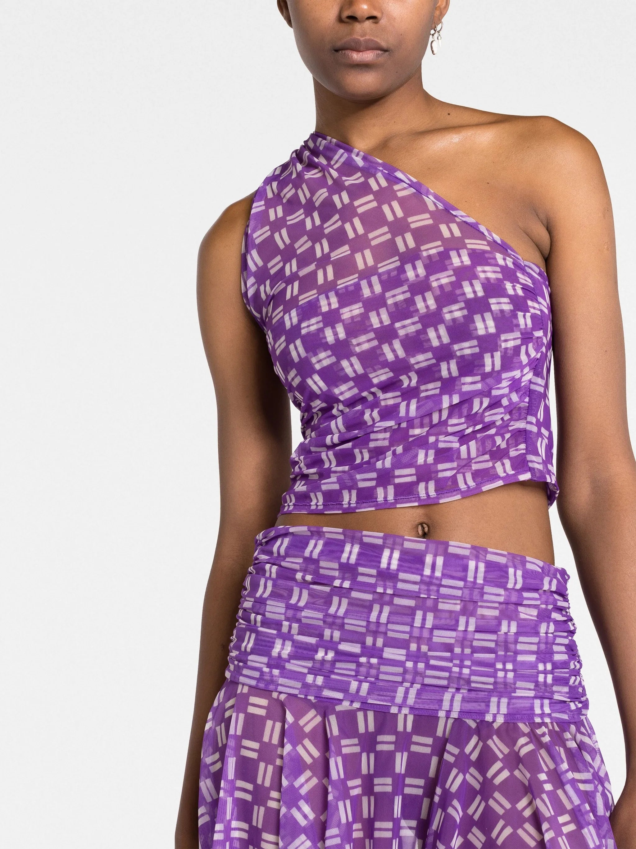 one-shoulder sheer crop top