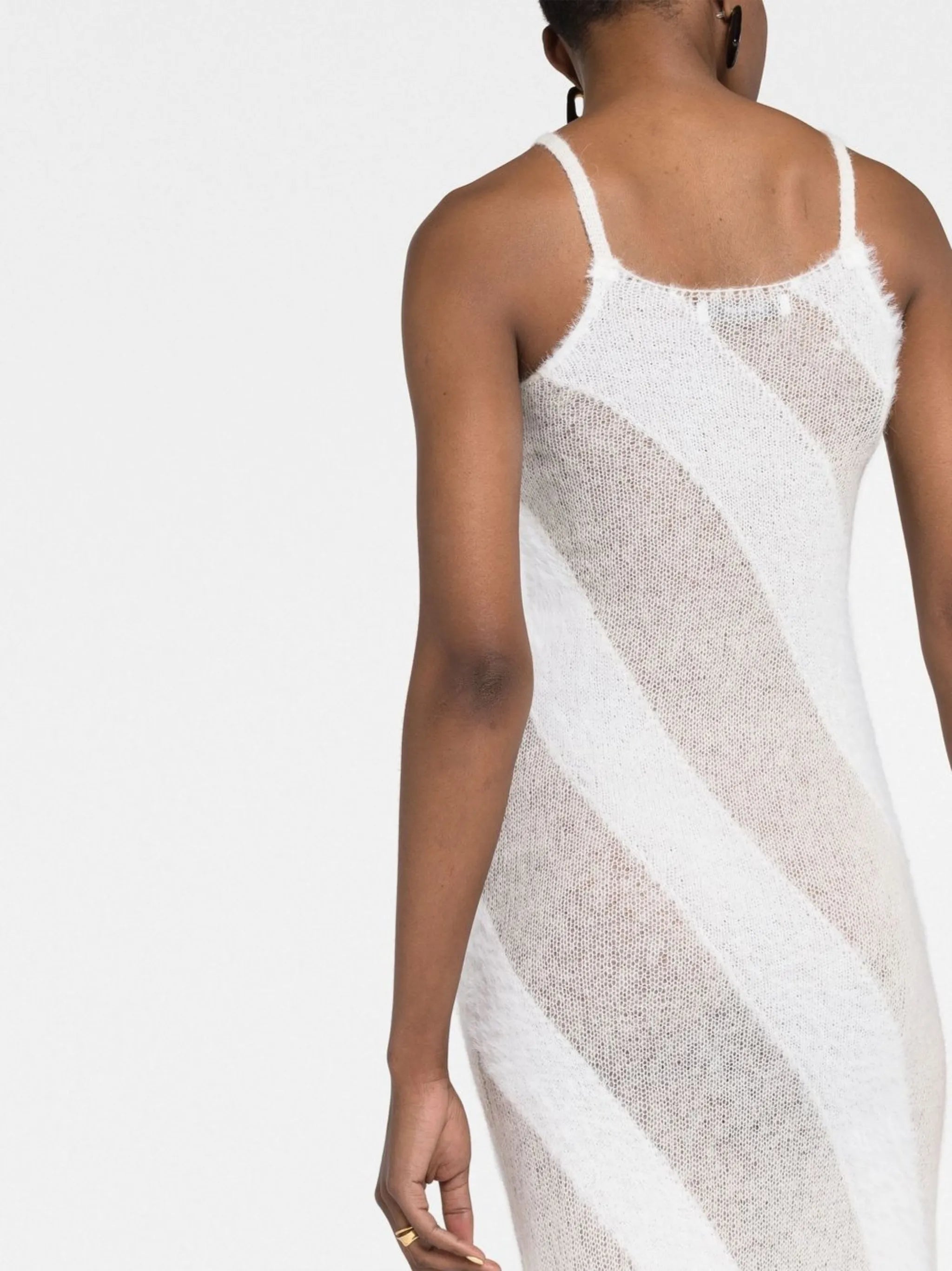 fuzzy knitted slip dress