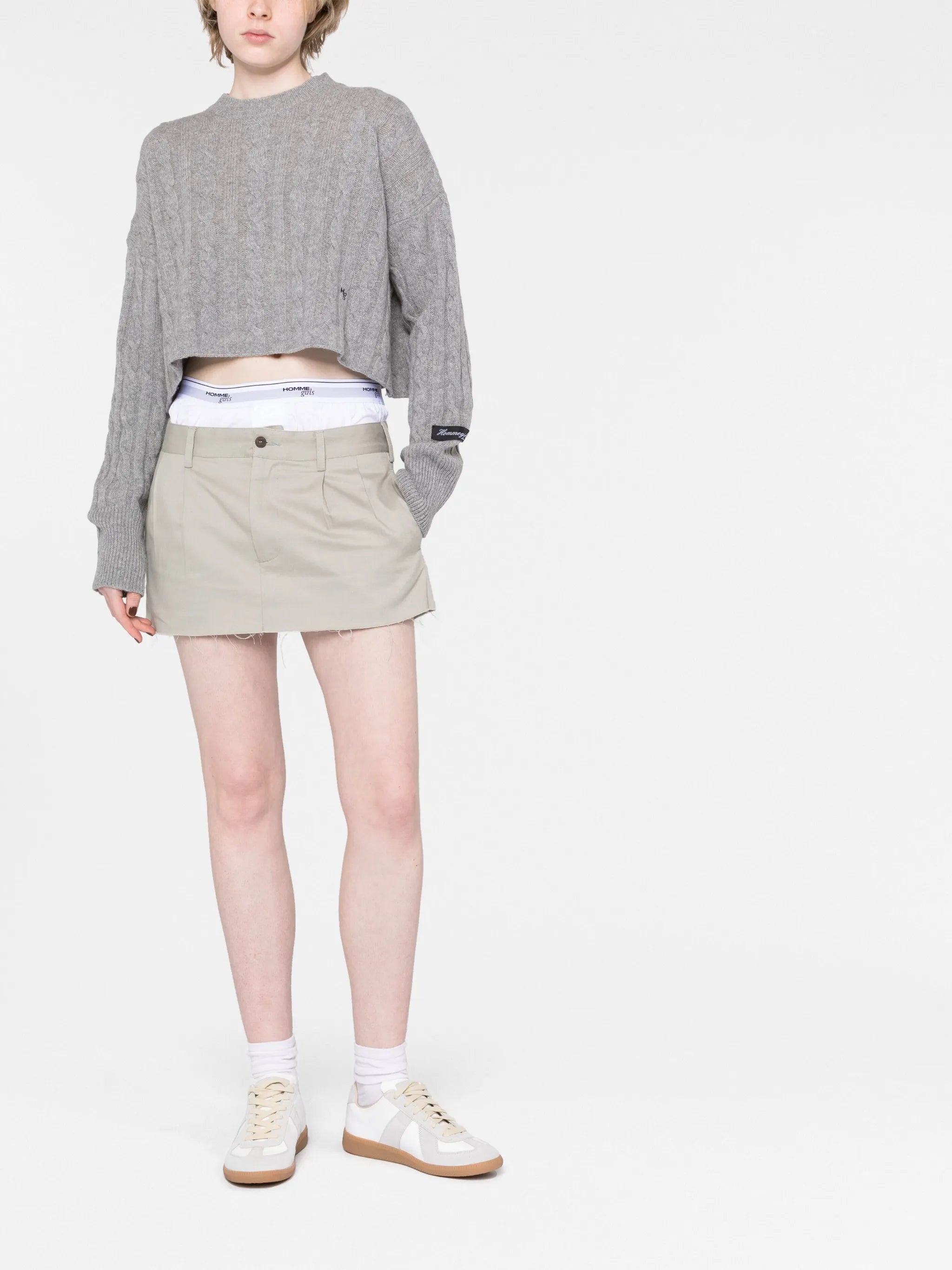layered raw-hem miniskirt