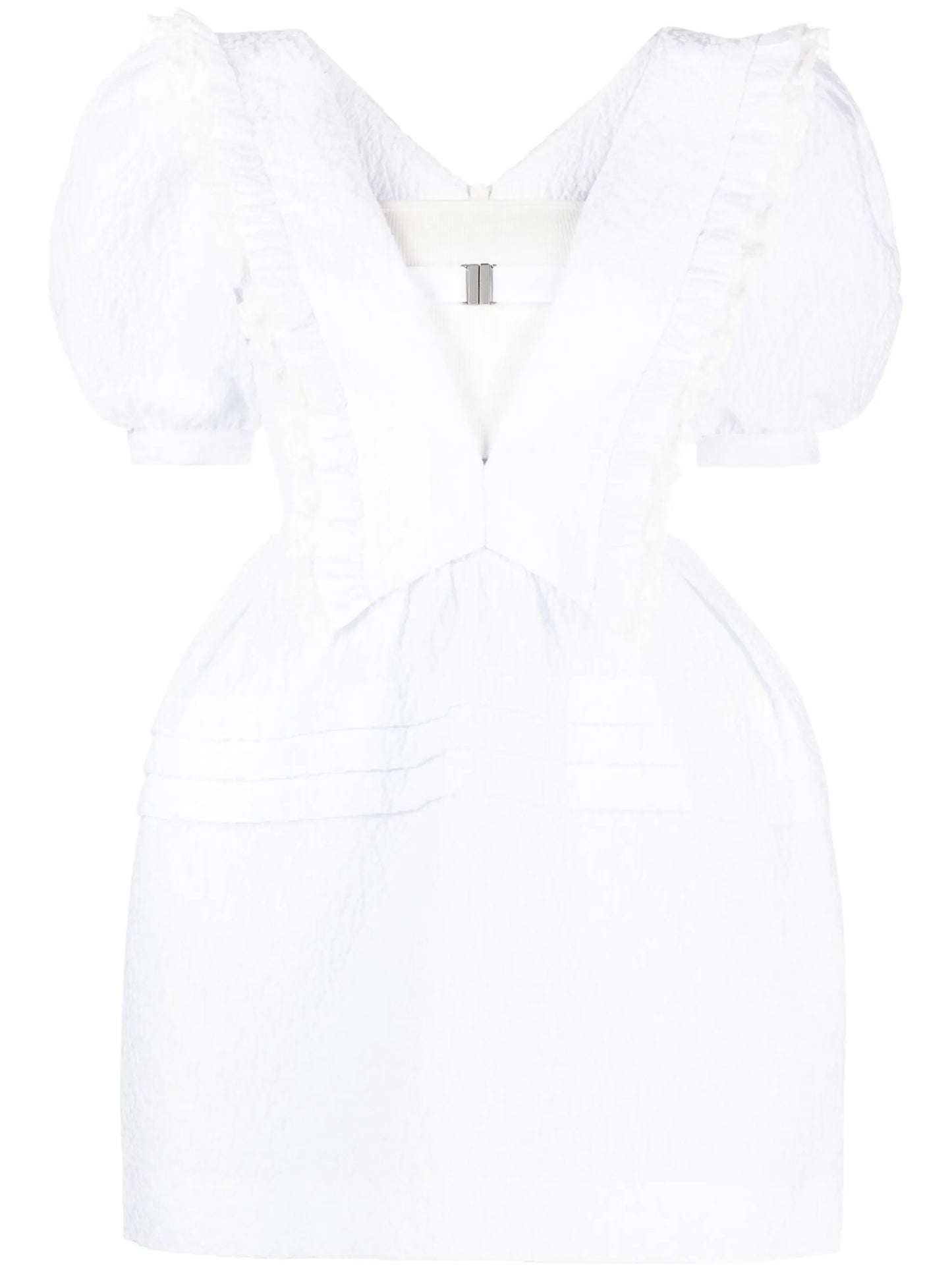 lace-trimmed puff mini dress