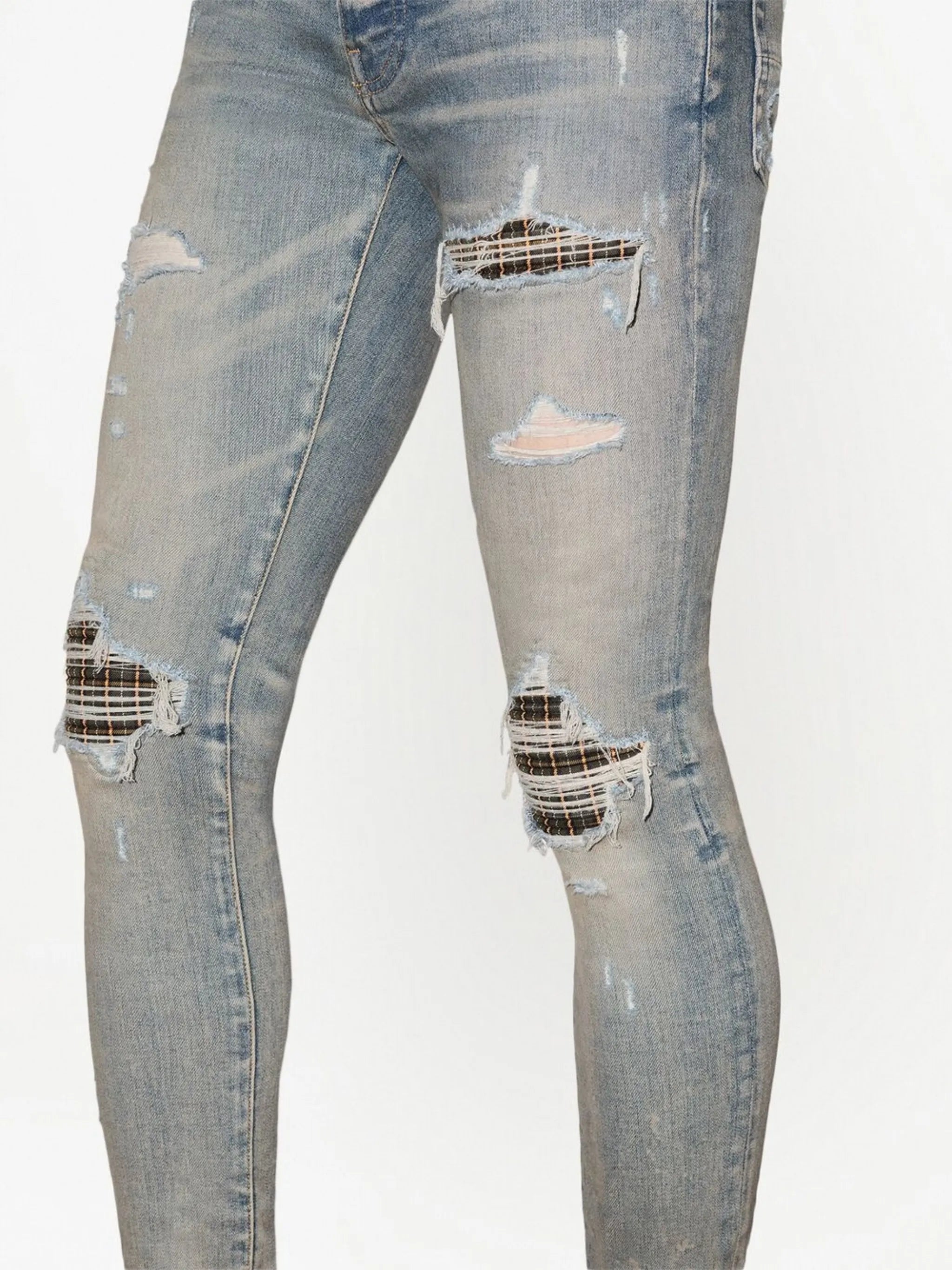 Neon Plaid skinny jeans