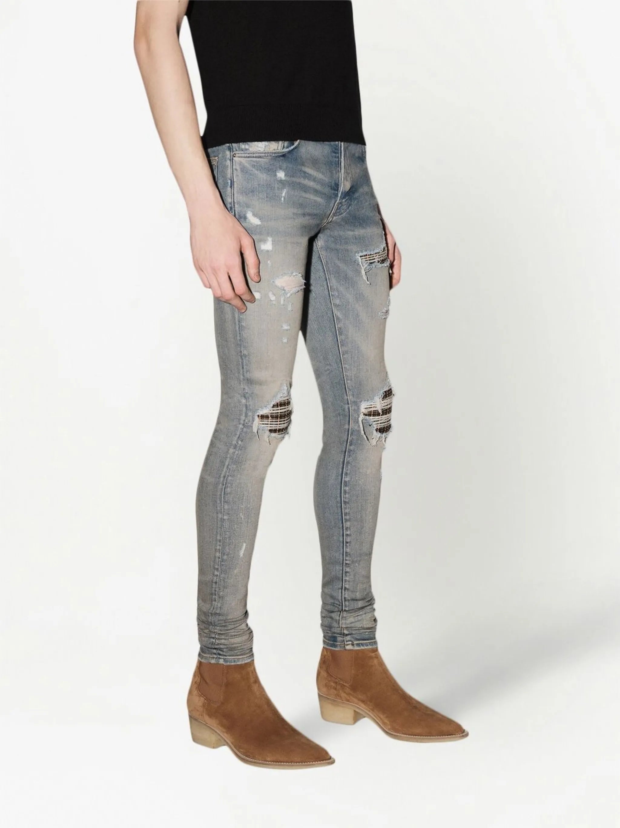Neon Plaid skinny jeans