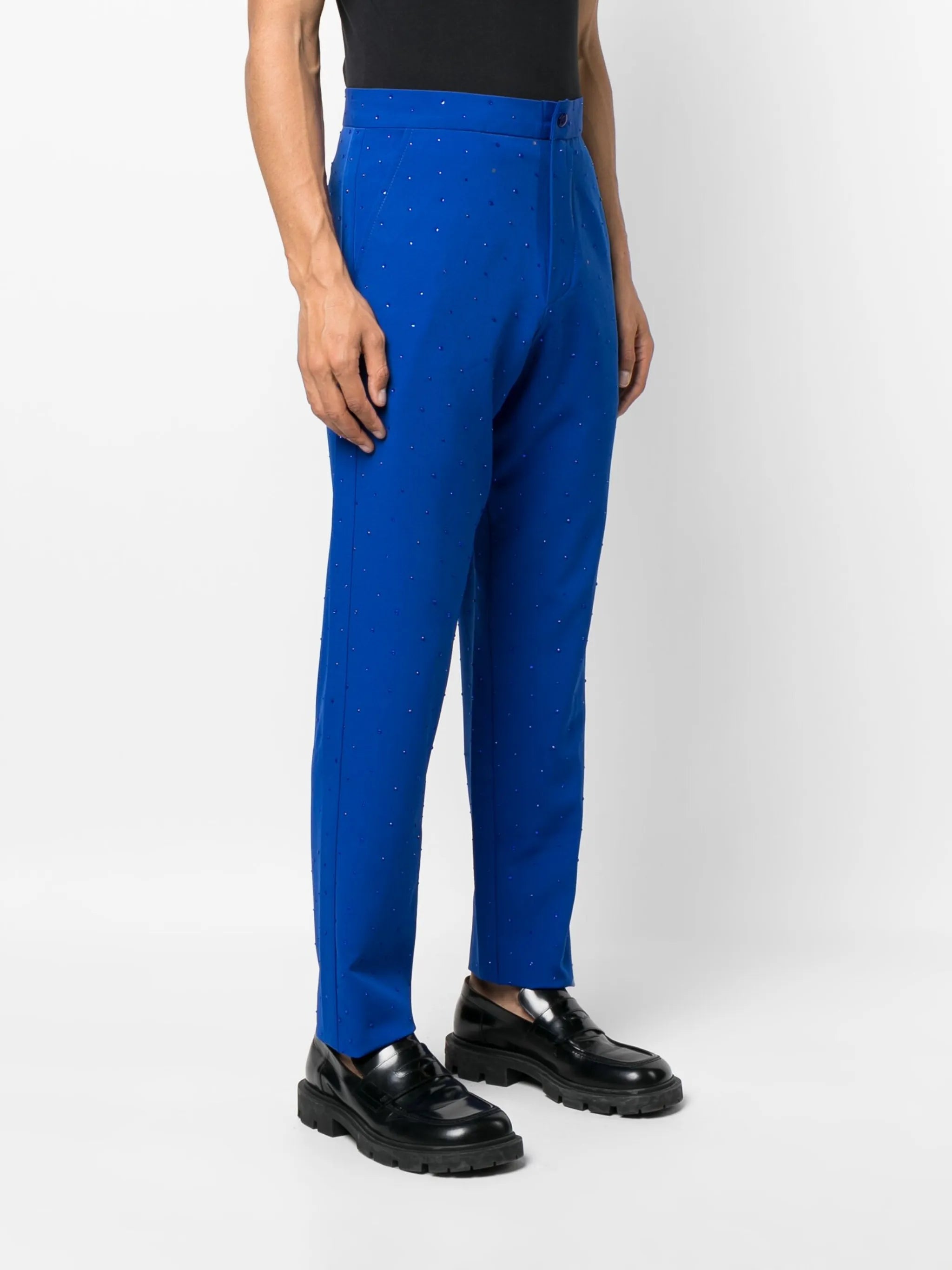 rhinestone-embellished slim-cut trousers