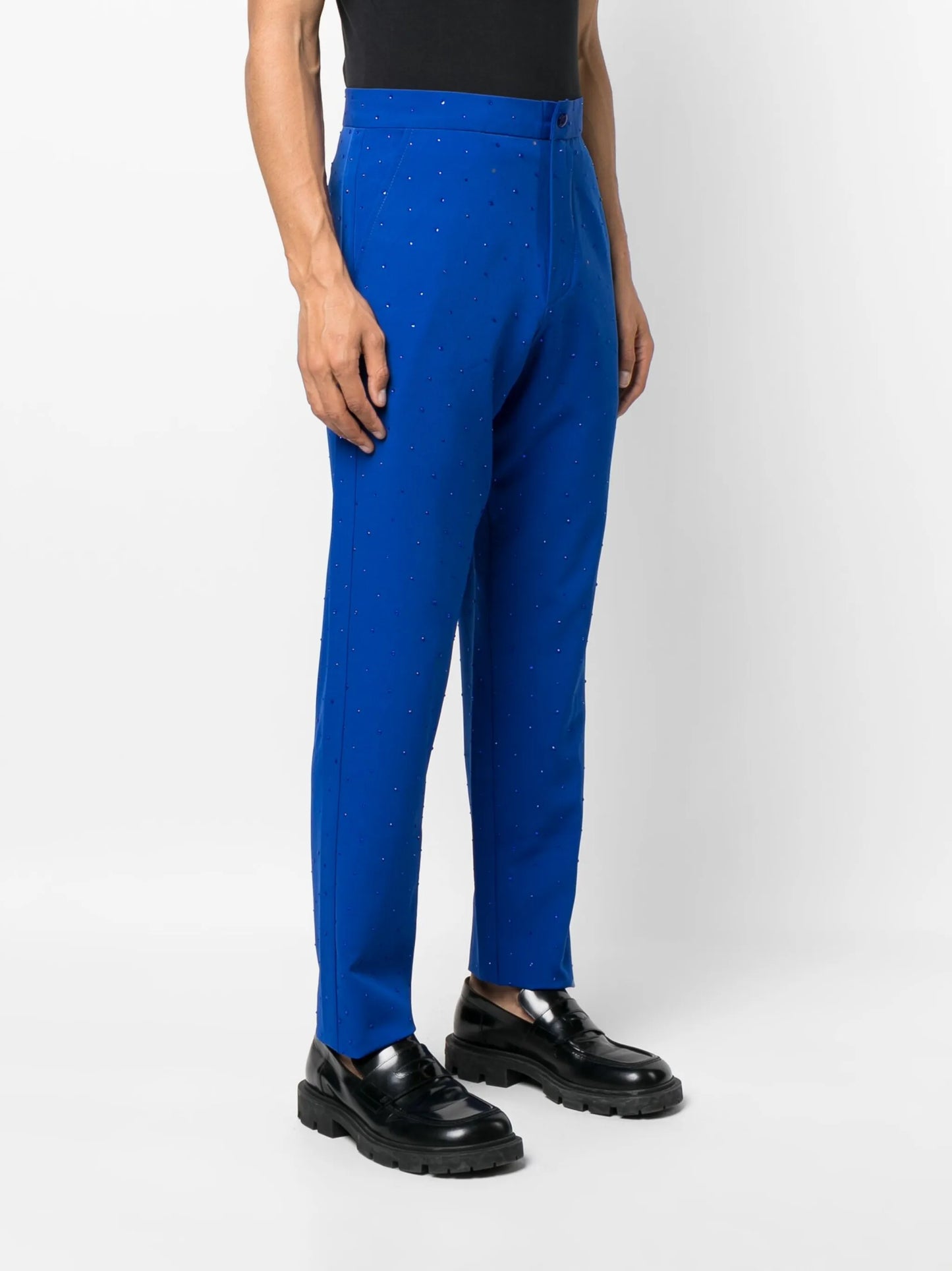 rhinestone-embellished slim-cut trousers