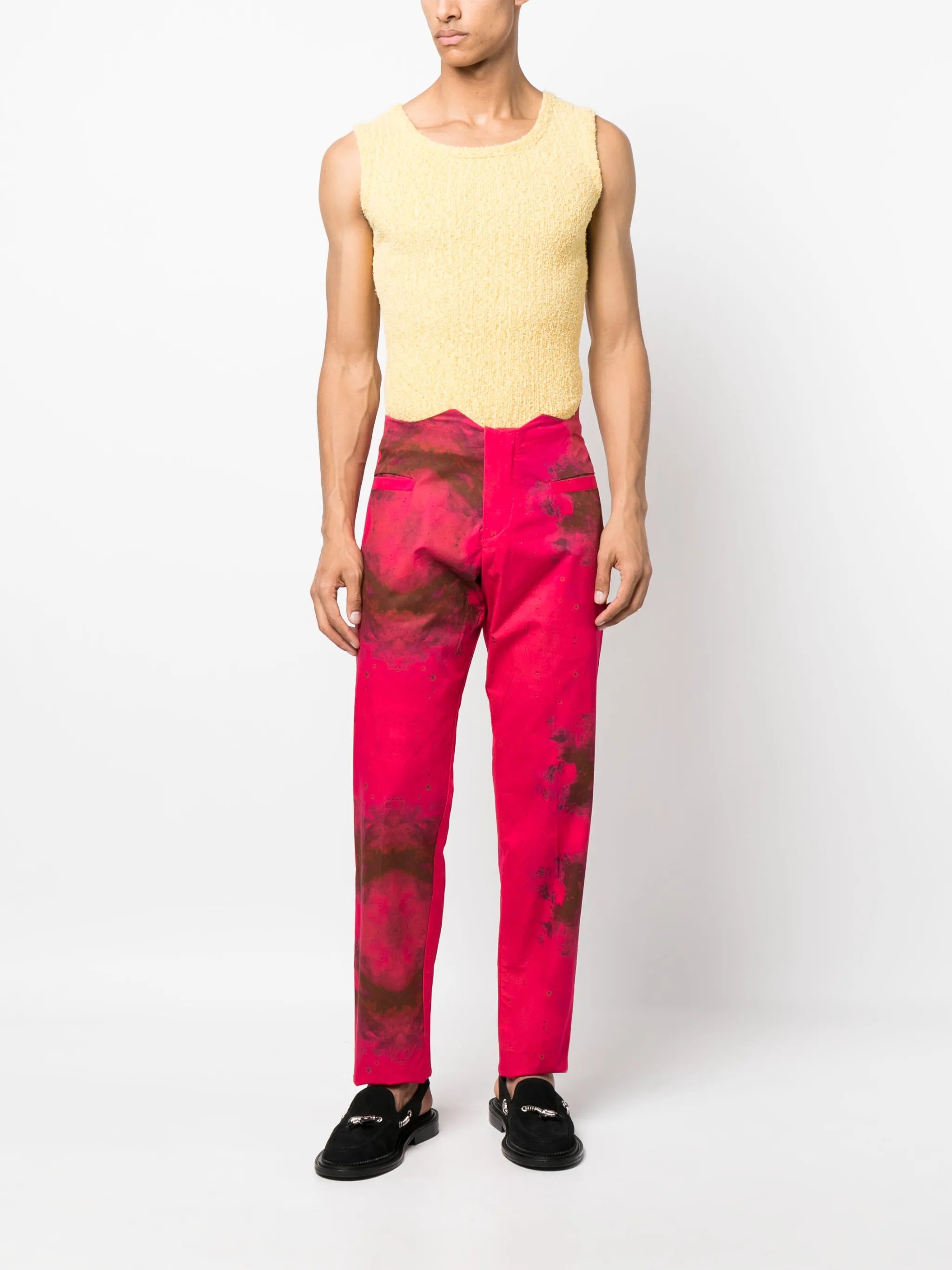 tie-dye straight-leg trousers