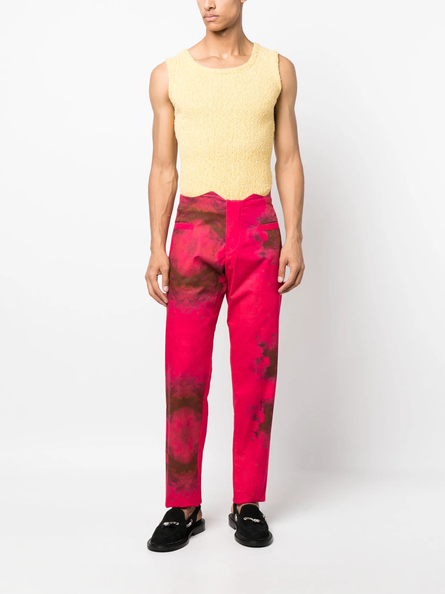 tie-dye straight-leg trousers