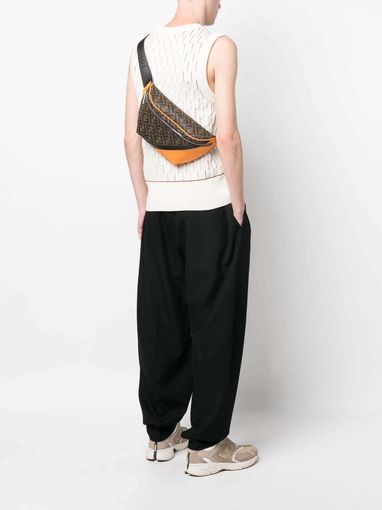 monogram-pattern leather belt bag