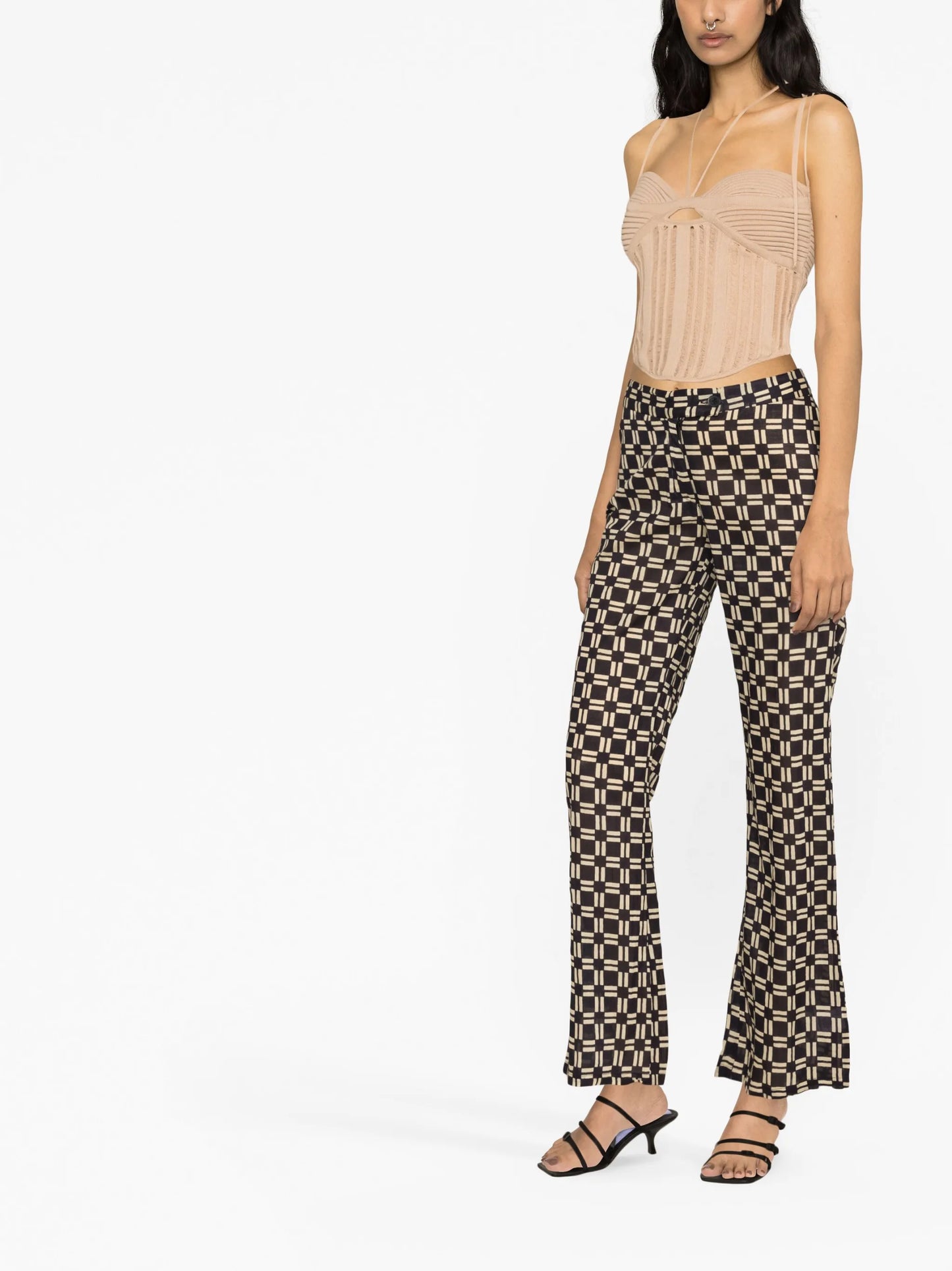 geometric-print disco trousers