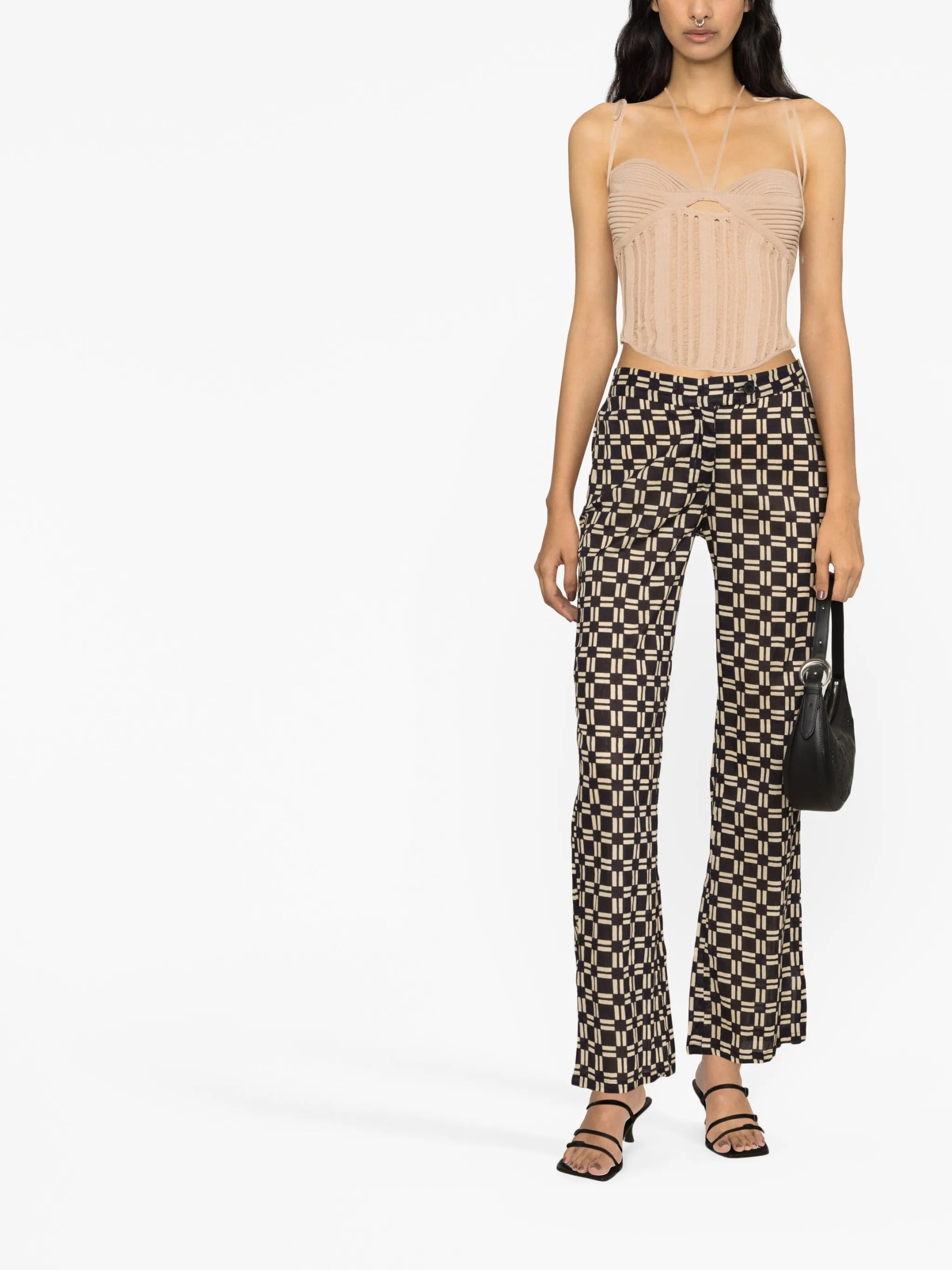 geometric-print disco trousers