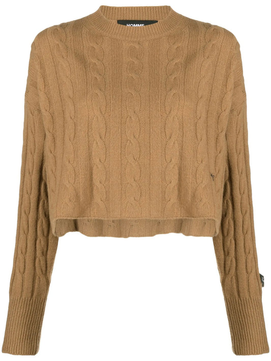 cable-knit cropped jumper