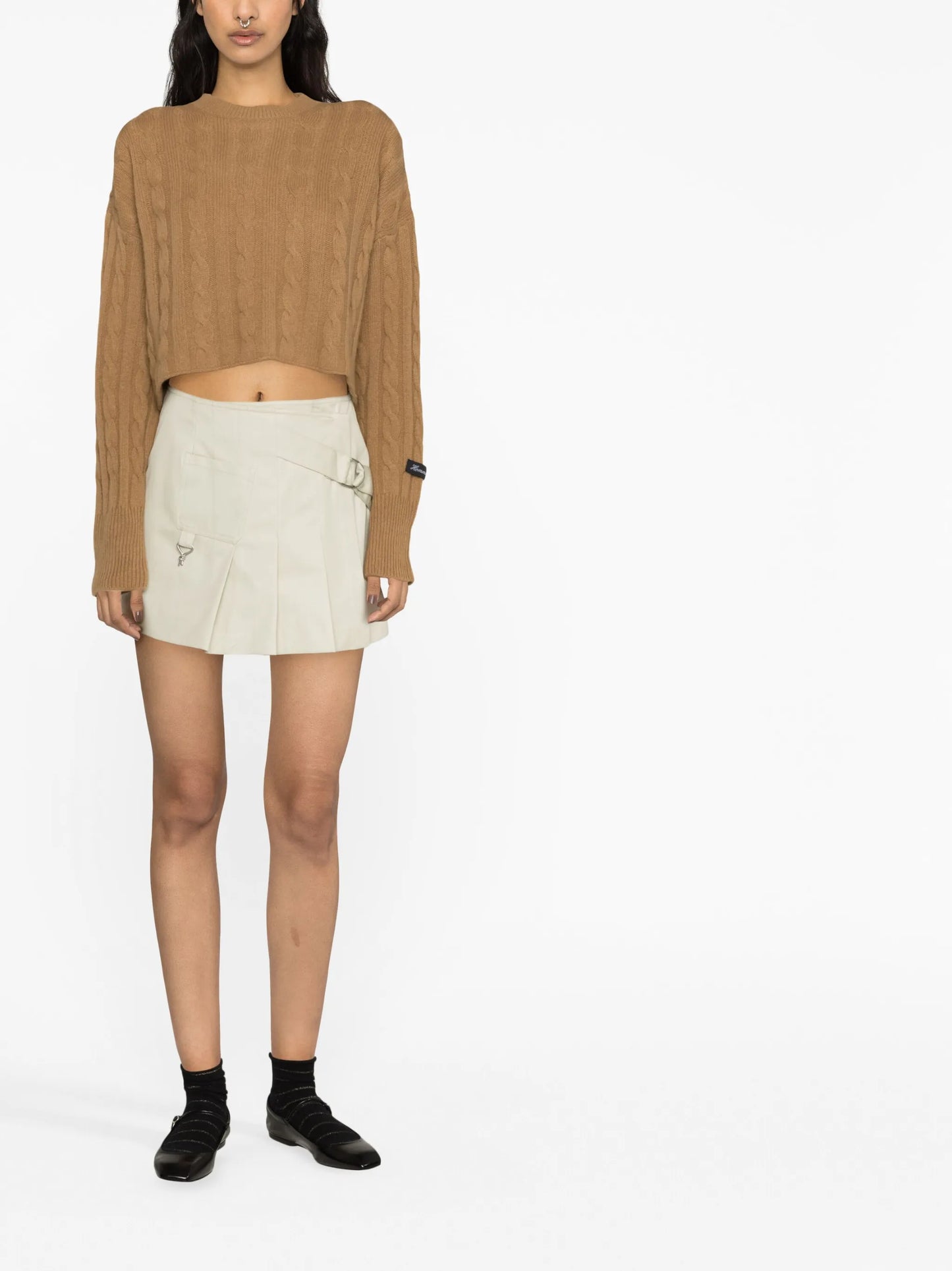 cable-knit cropped jumper