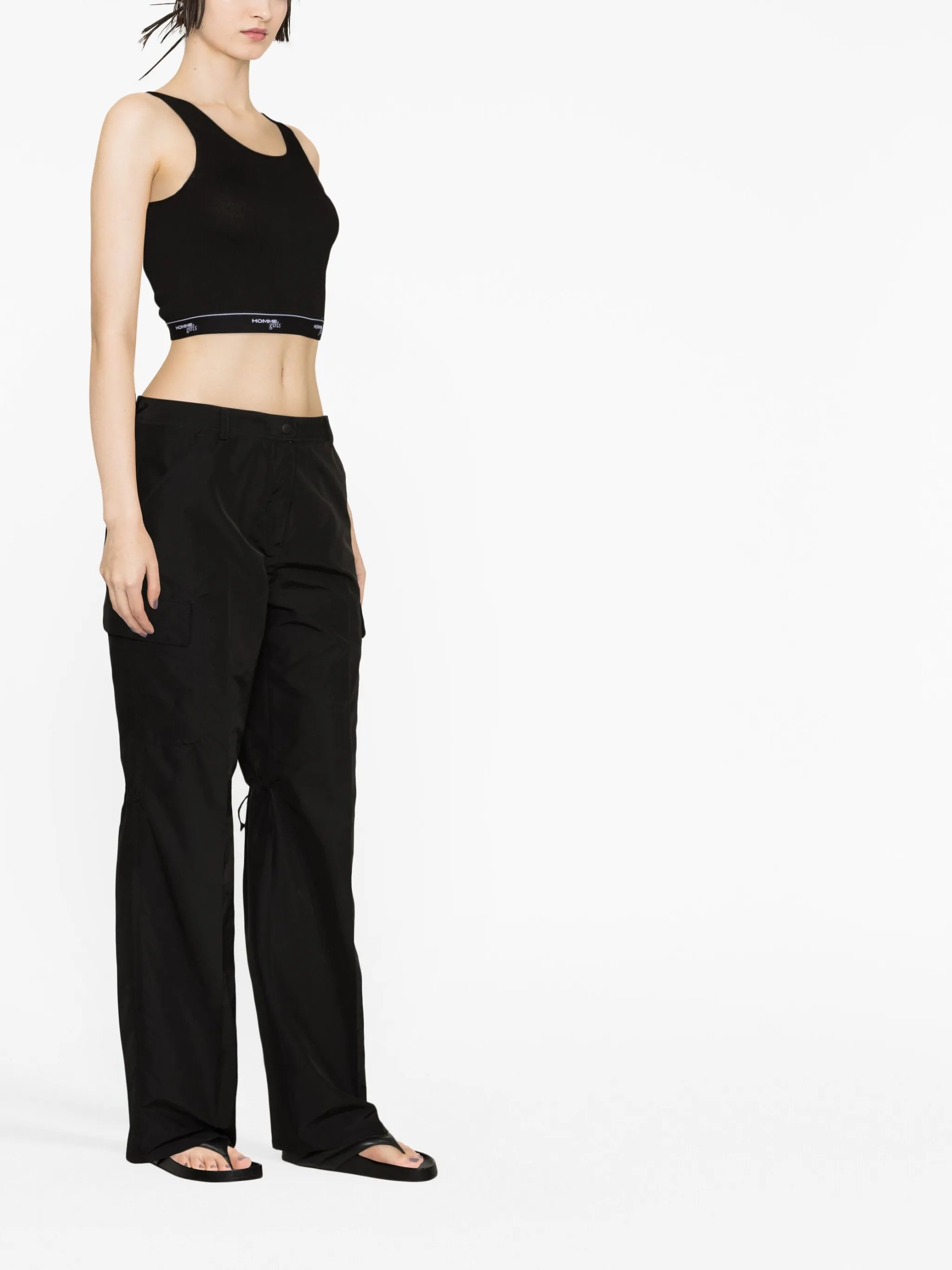 logo-trim cotton tank top