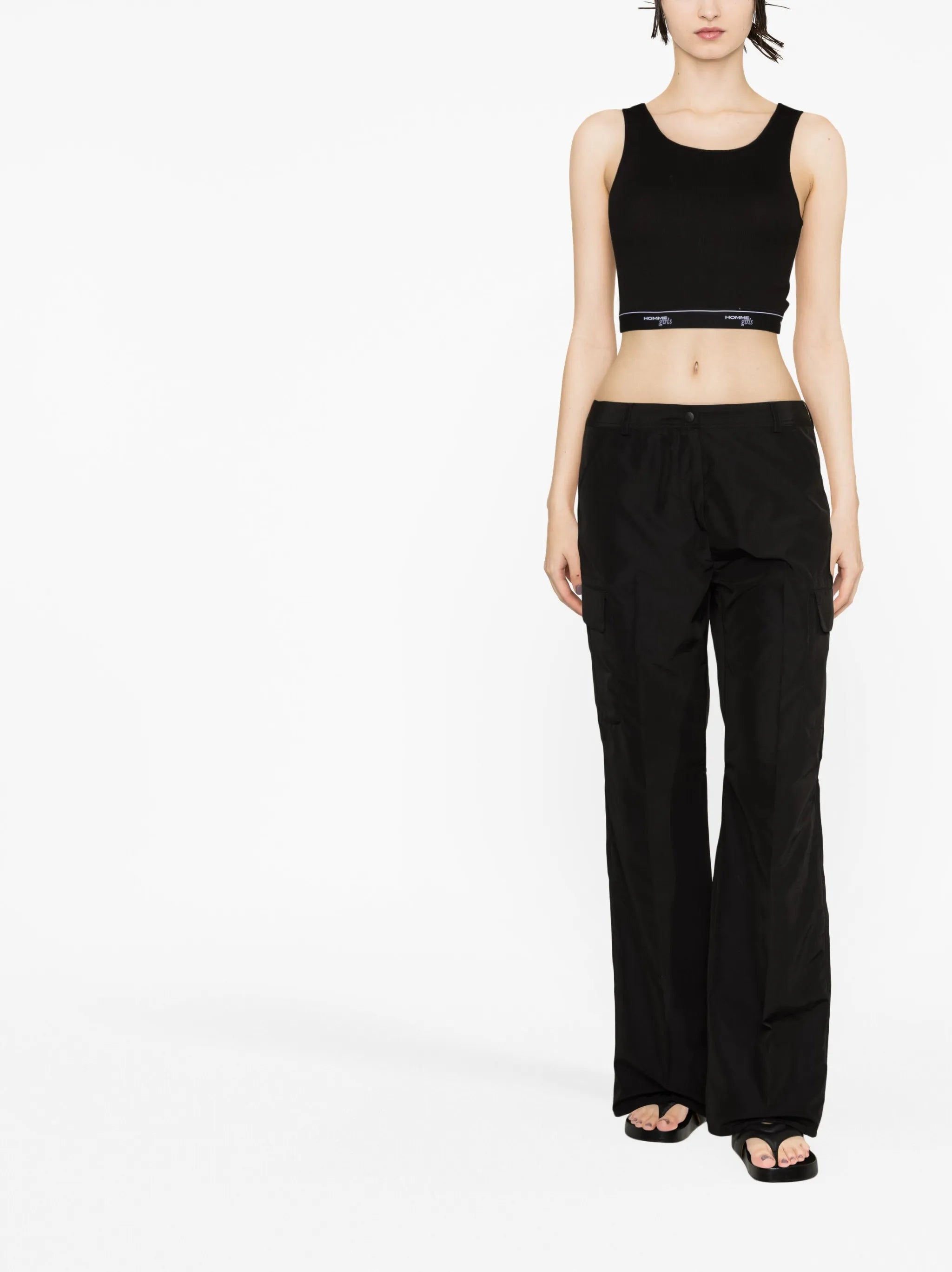 logo-trim cotton tank top