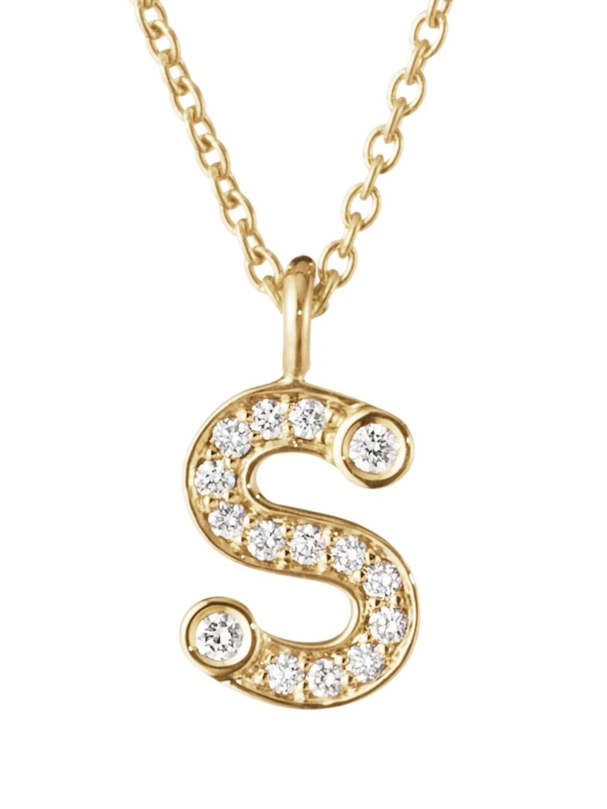 18kt yellow gold Petite S pendant necklace