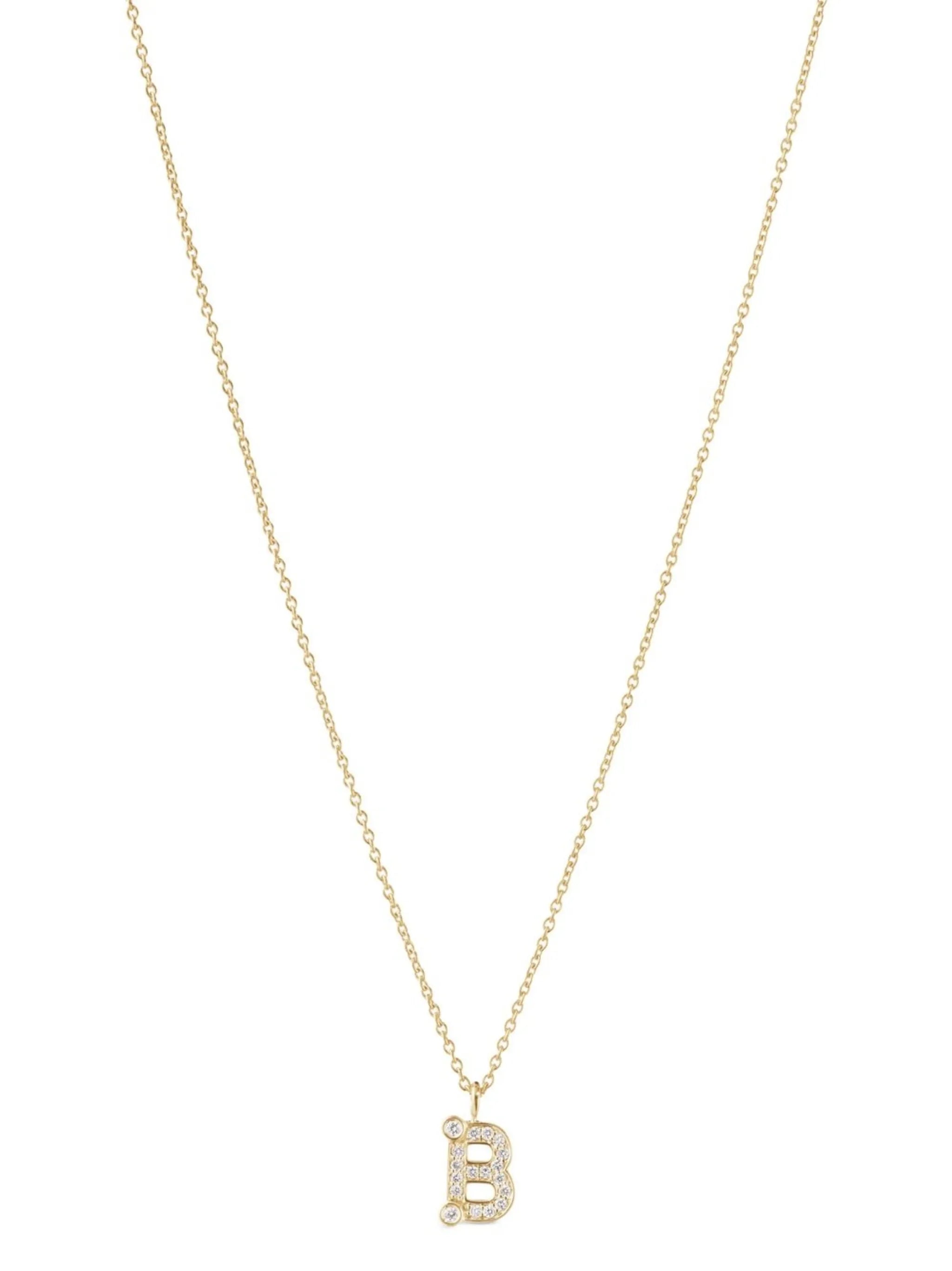 18kt yellow gold Petite B pendant necklace