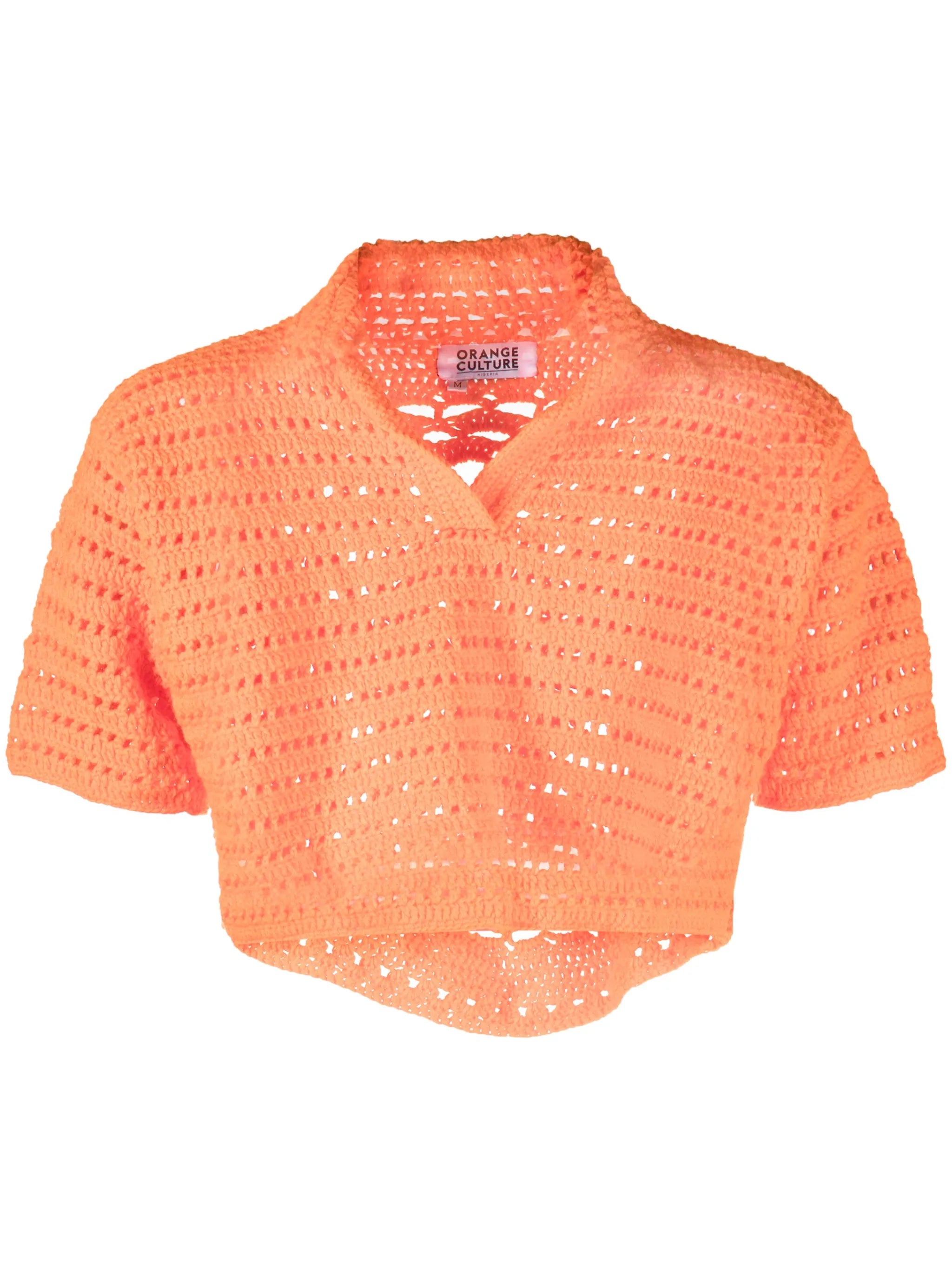 Shalom crochet-knit polo shirt