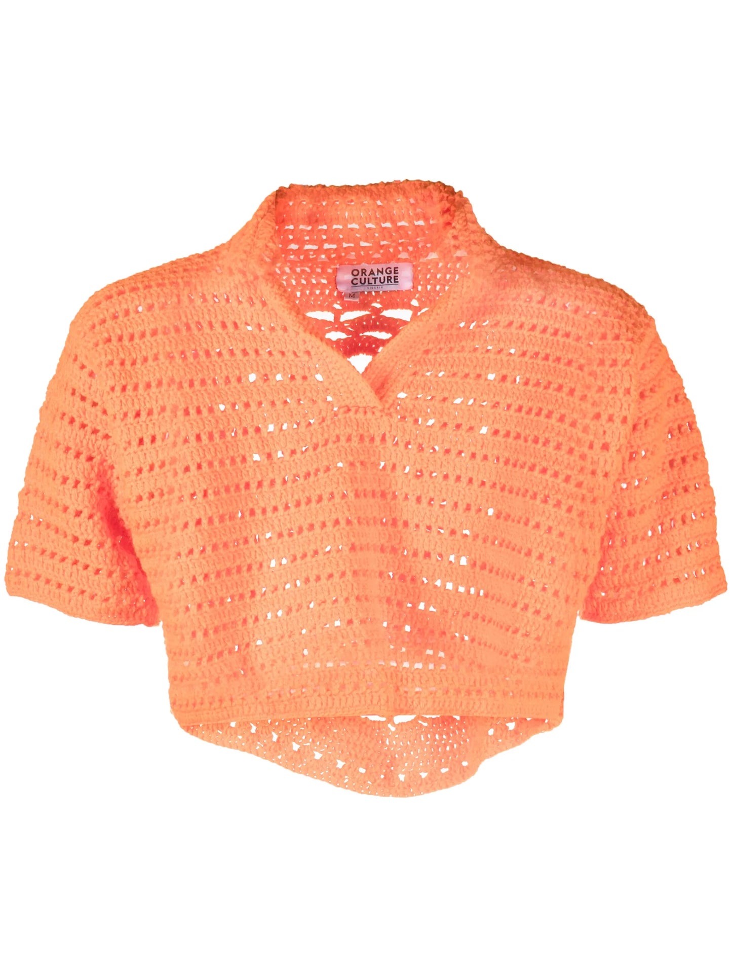 Shalom crochet-knit polo shirt