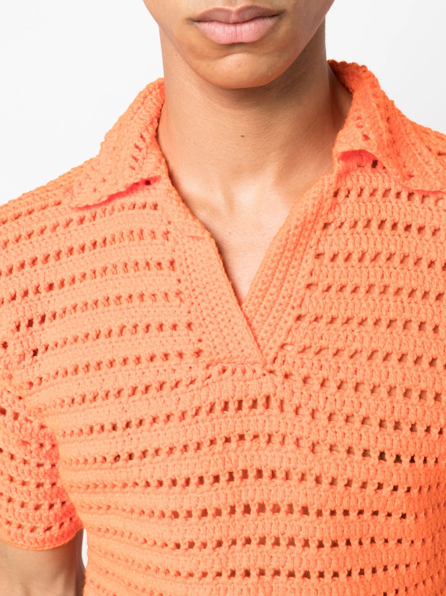 Shalom crochet-knit polo shirt