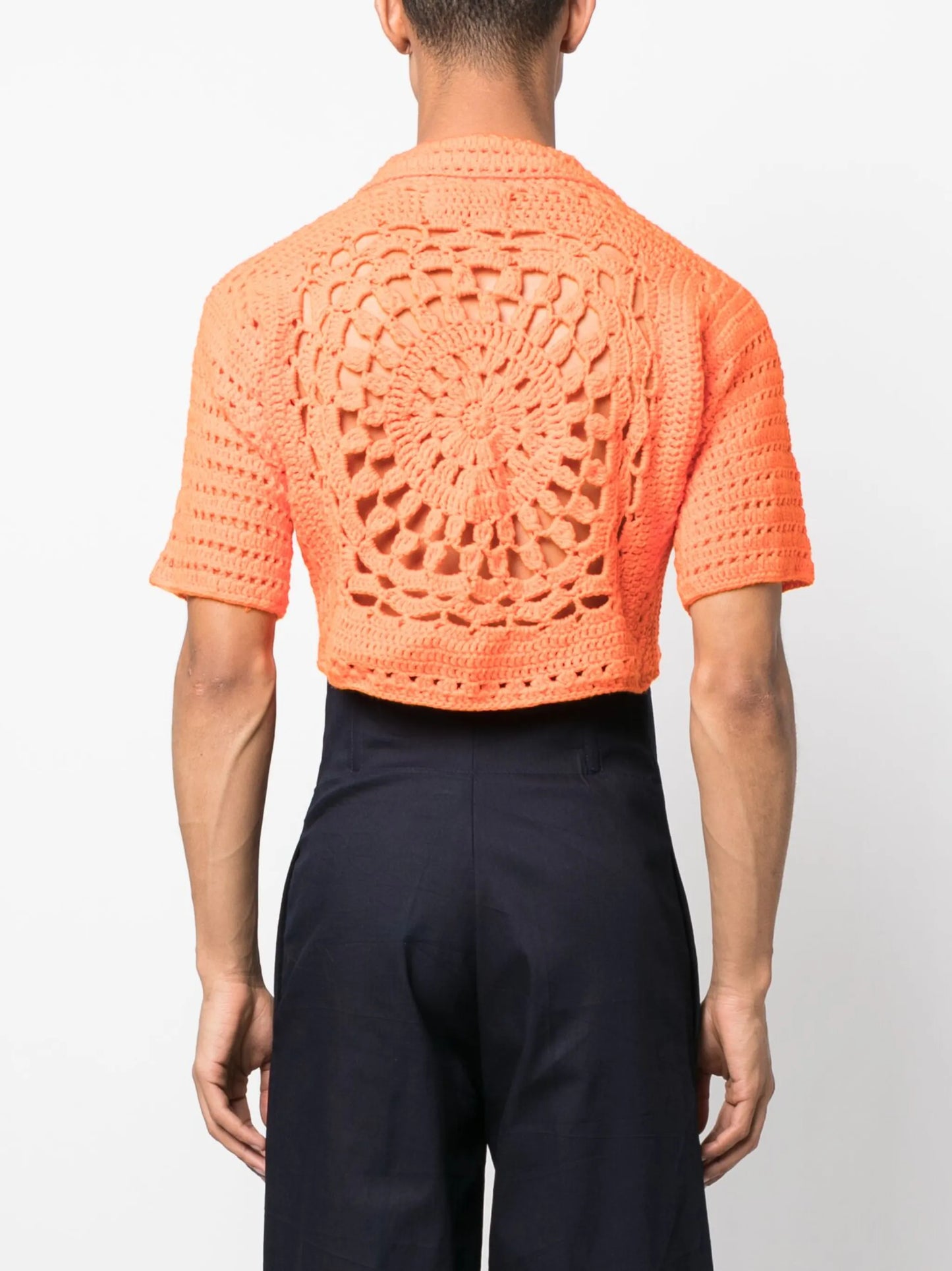 Shalom crochet-knit polo shirt