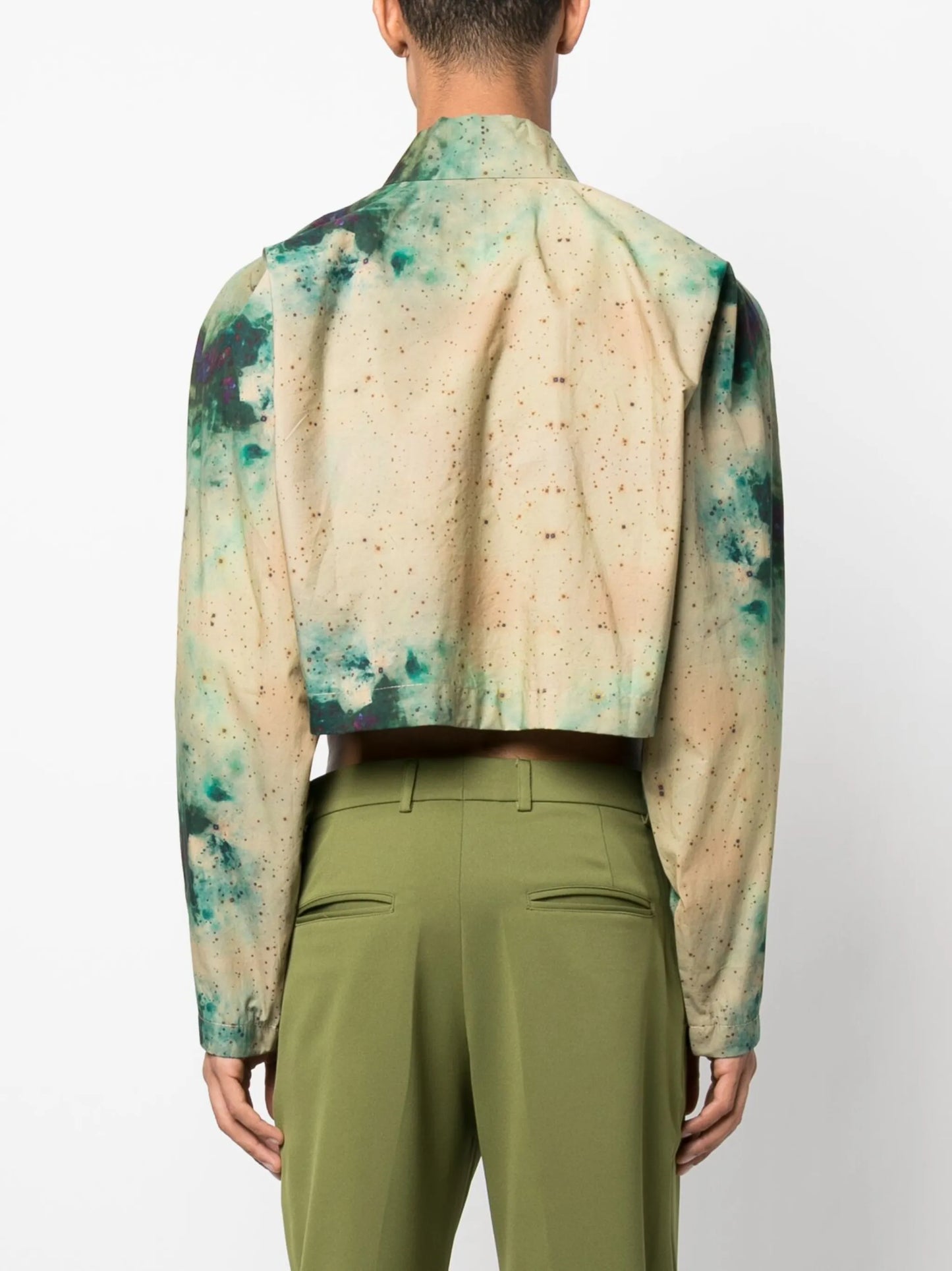 graphic-print cropped shirt jacket