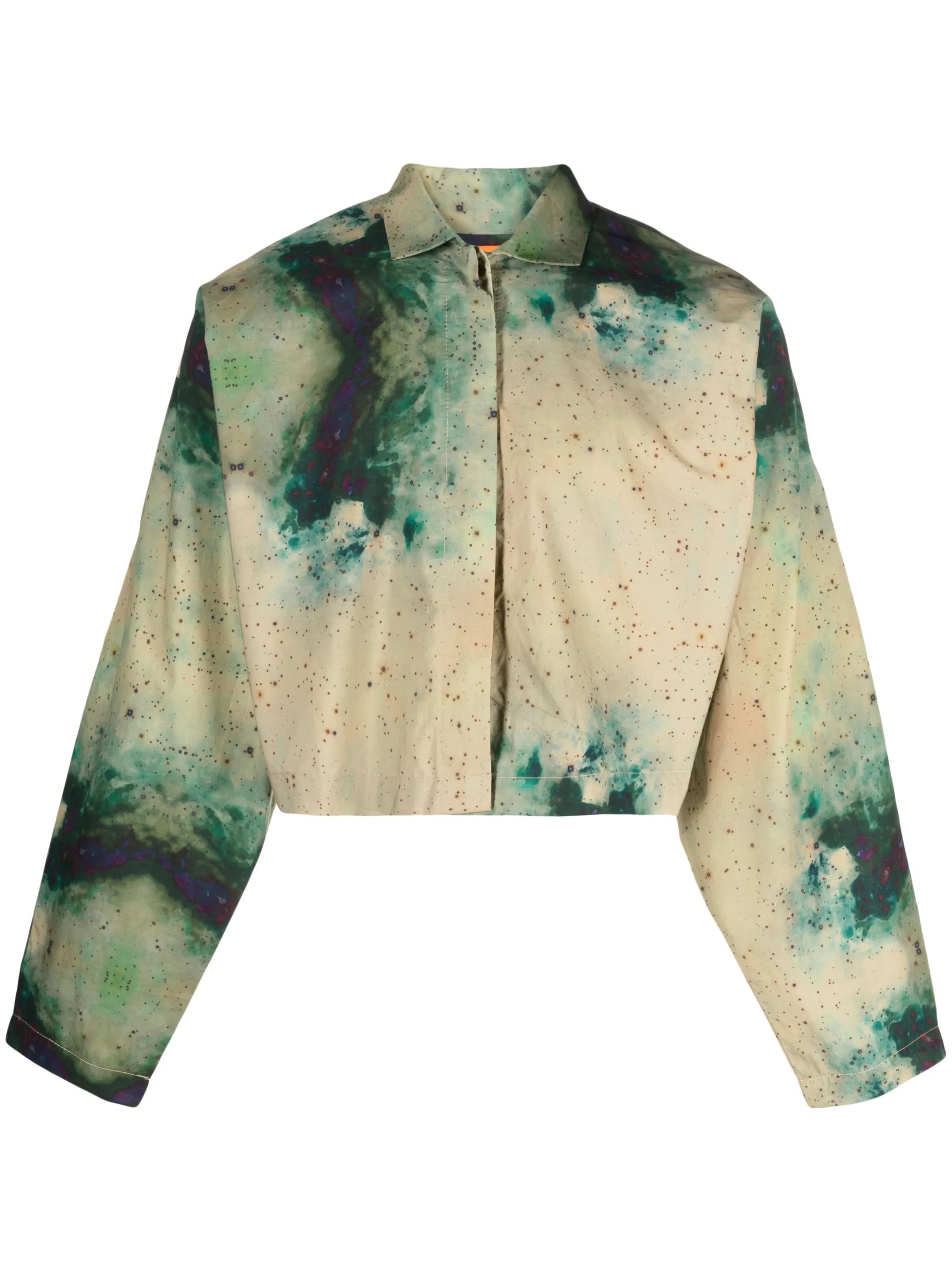 graphic-print cropped shirt jacket