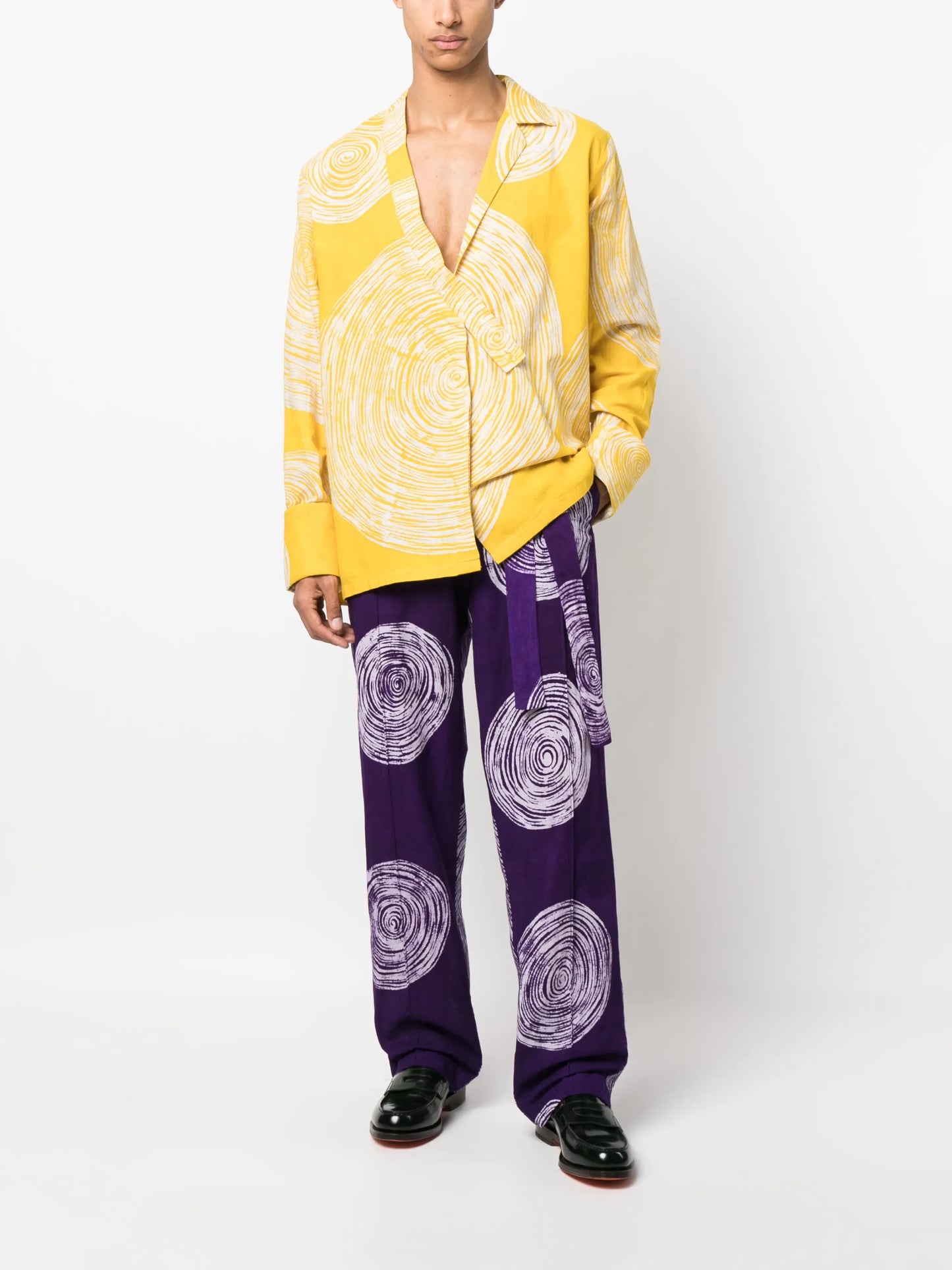 graphic-print wide-leg trousers