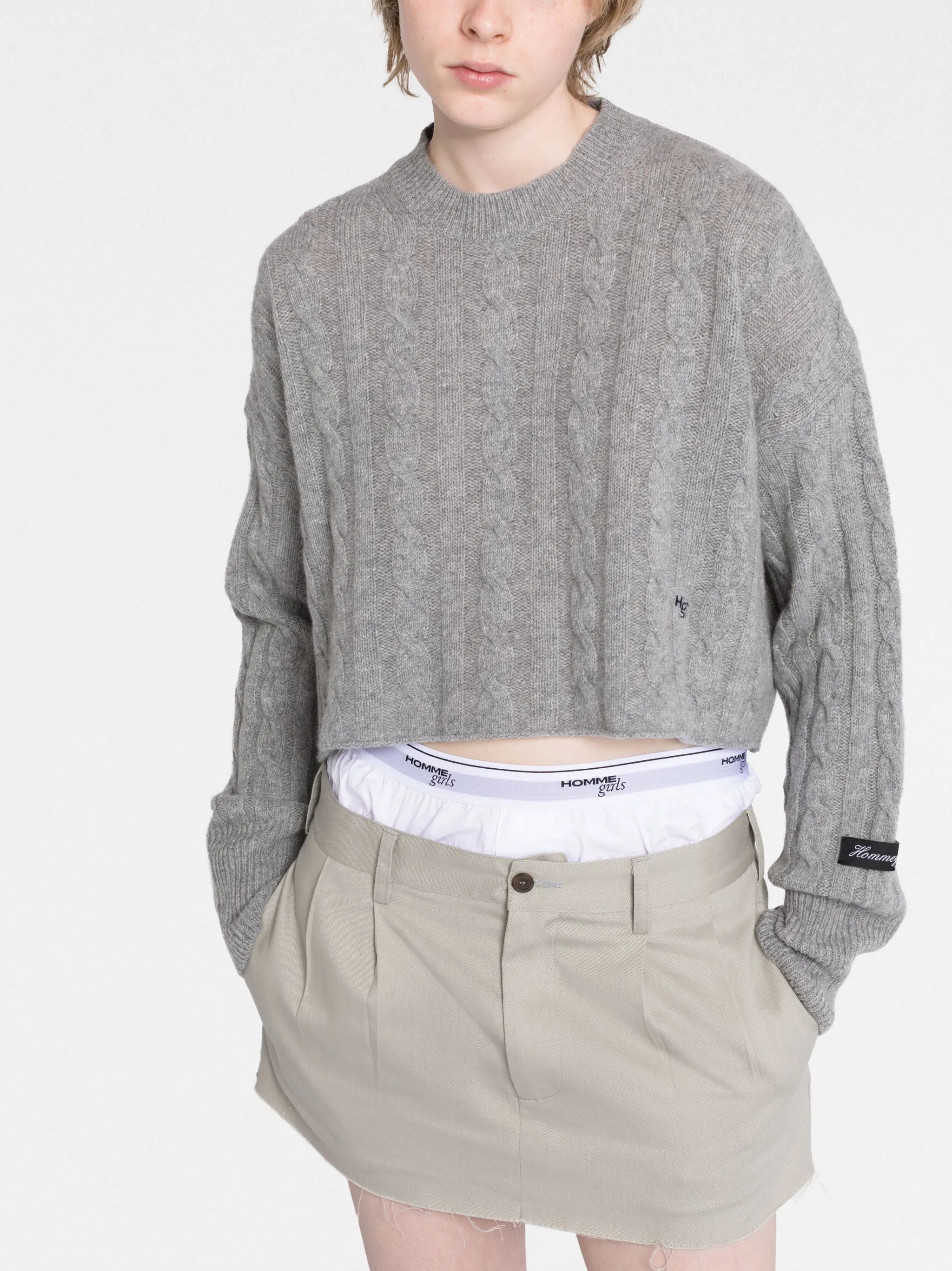cable-knit cropped jumper