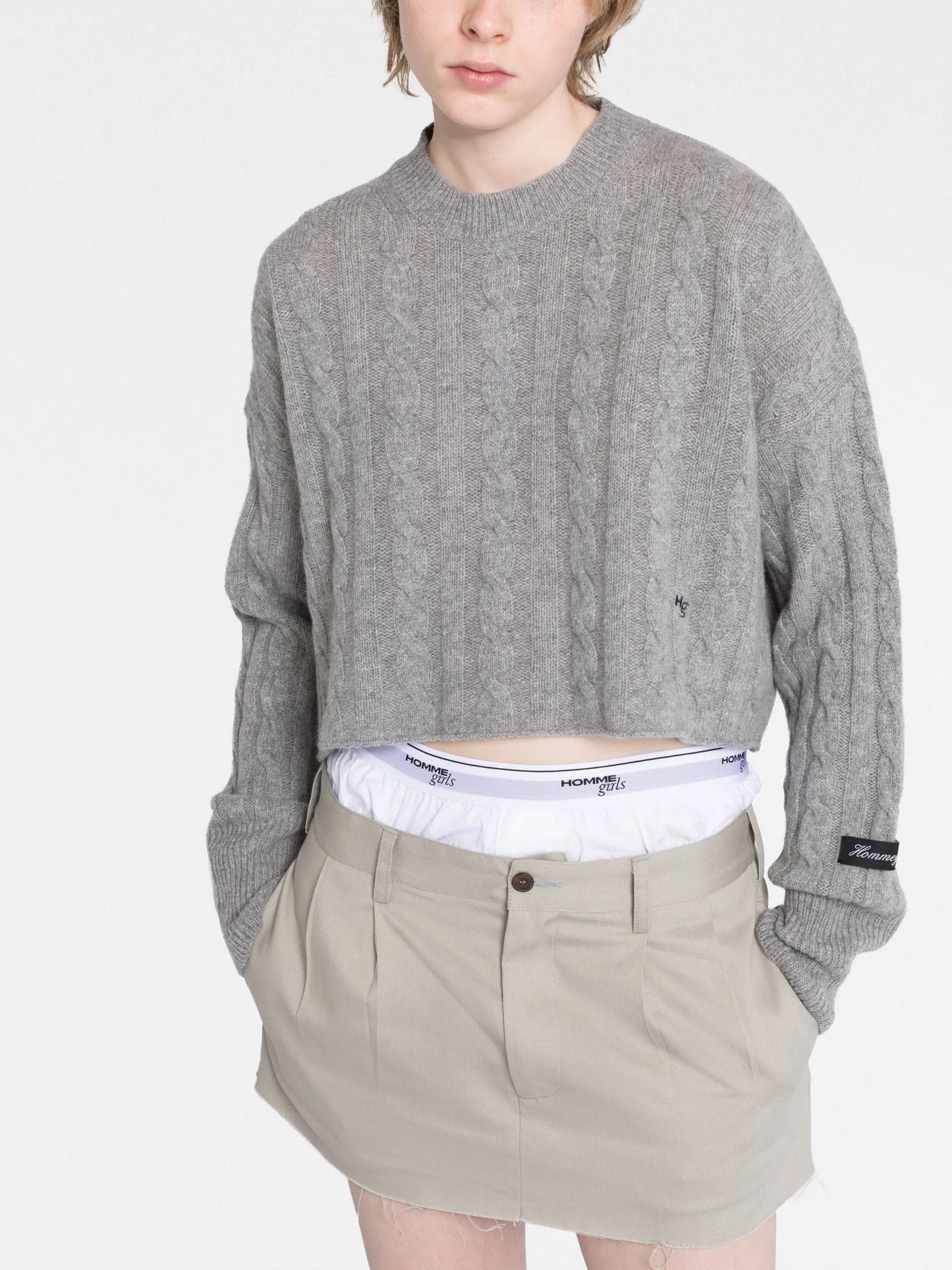 cable-knit cropped jumper