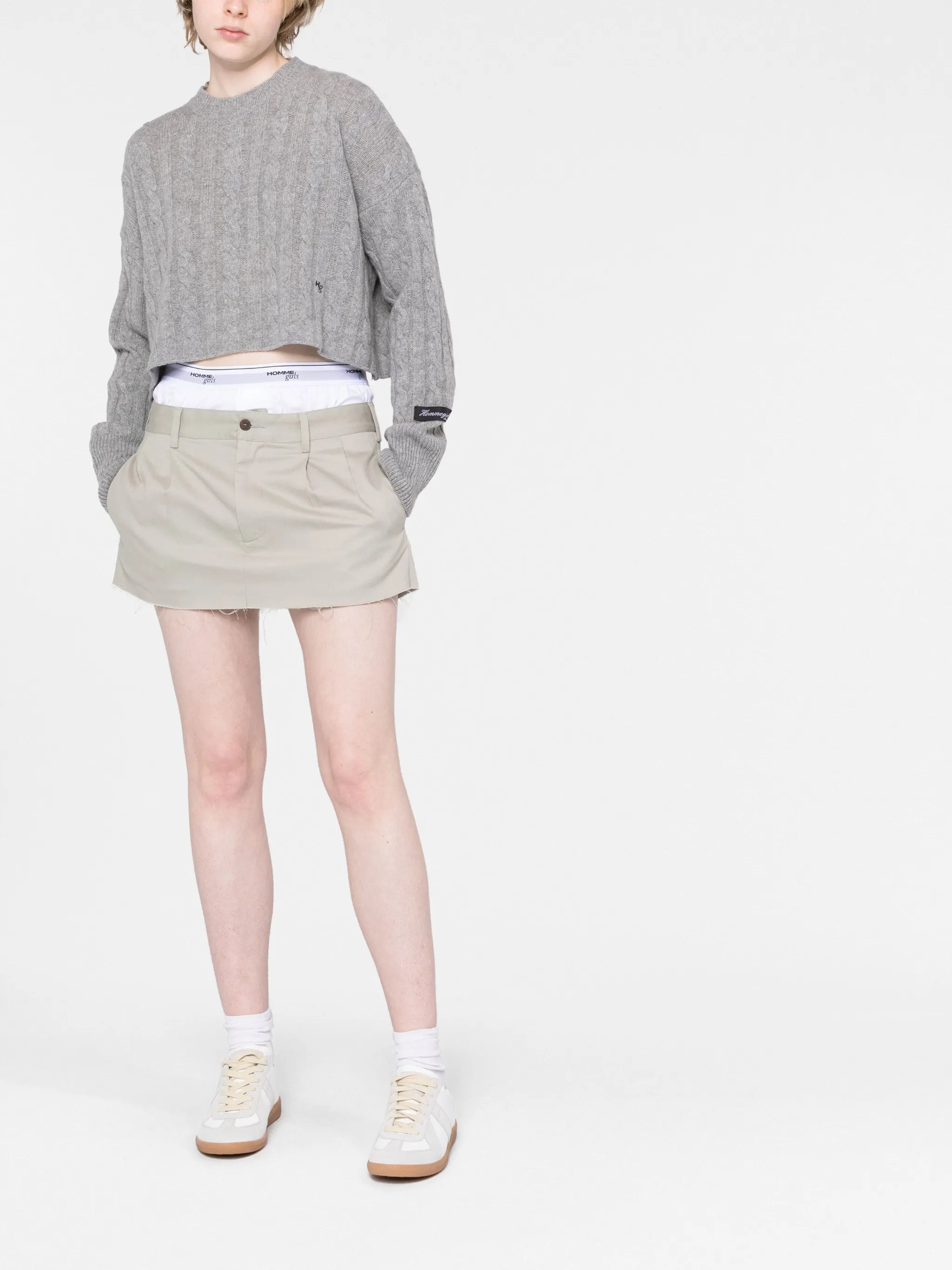 cable-knit cropped jumper
