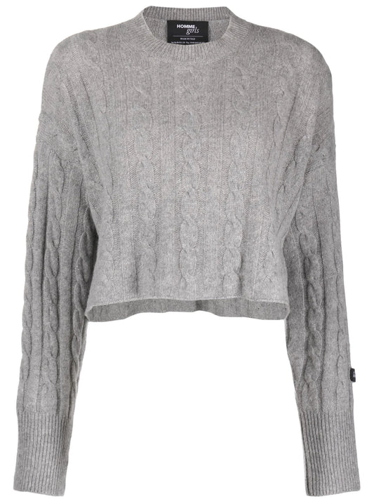 cable-knit cropped jumper