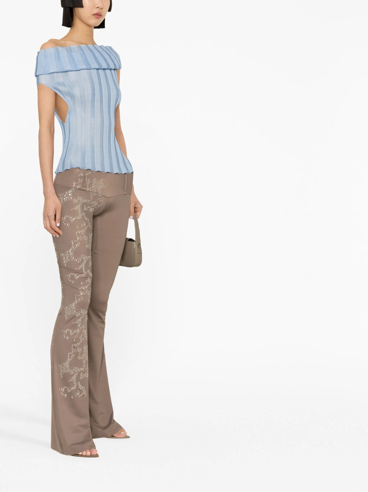 Yasmin stud-embellished flared trousers