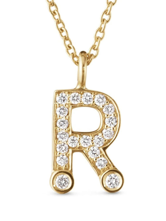18kt yellow gold Petite R pendant necklace