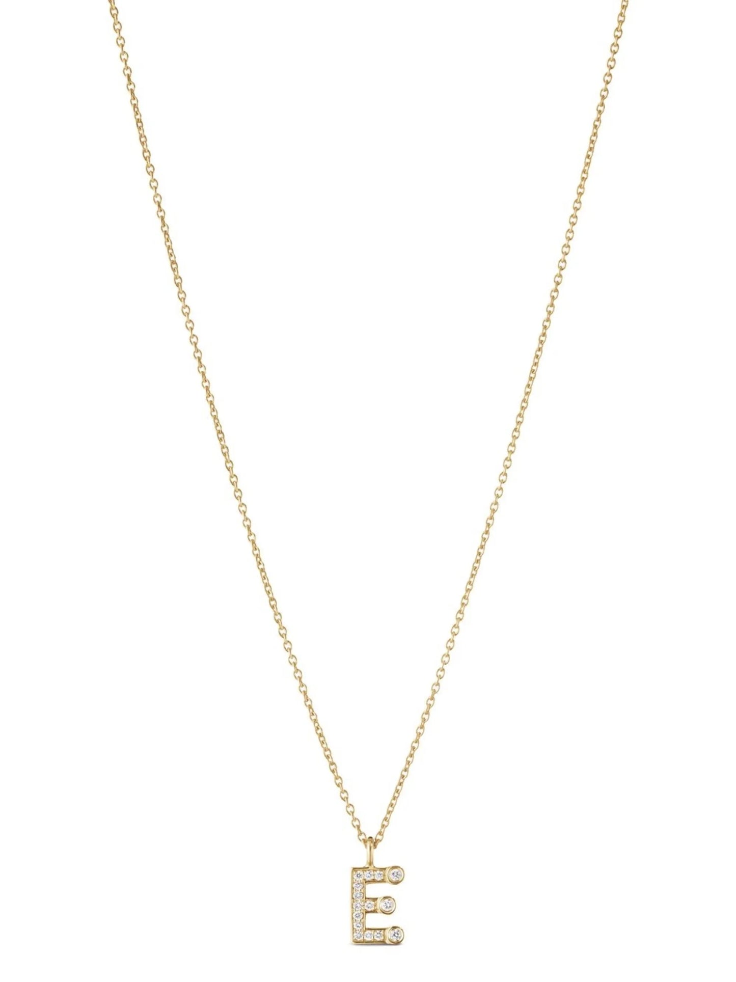 18kt yellow gold Petite E pendant necklace