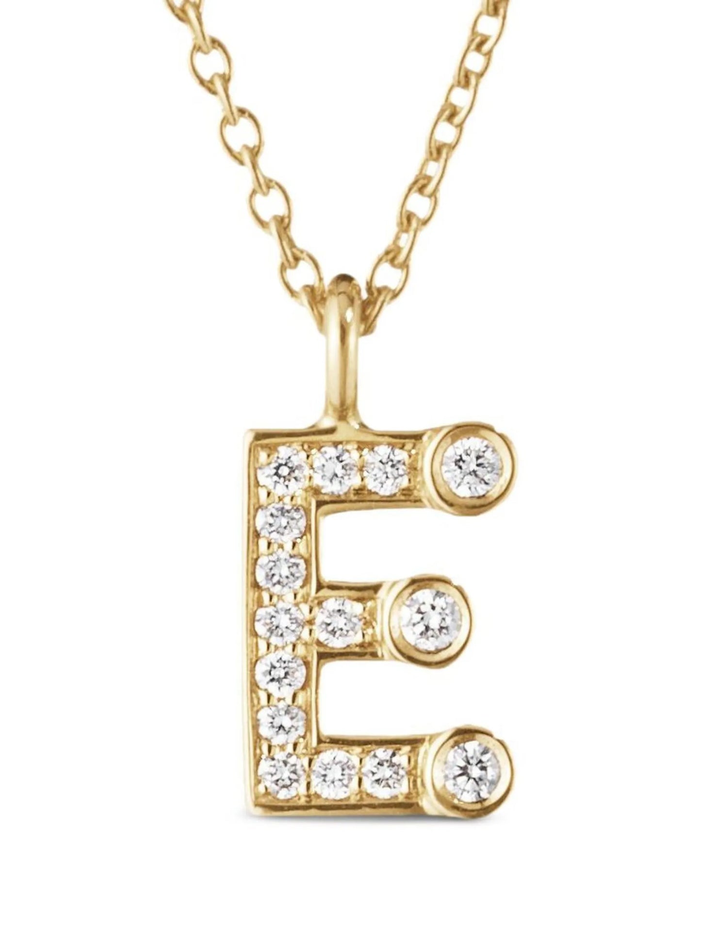 18kt yellow gold Petite E pendant necklace