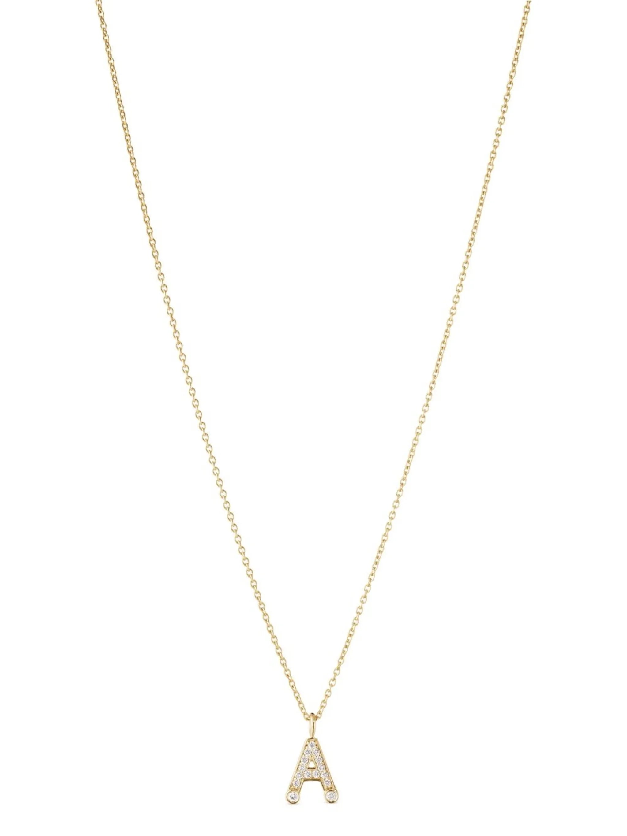 18kt yellow gold Petite A pendant necklace