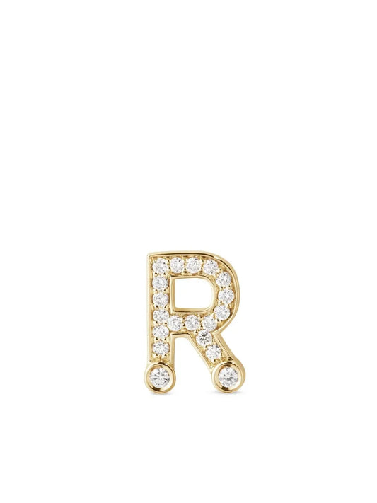 18K yellow gold Petite R diamond stud earring