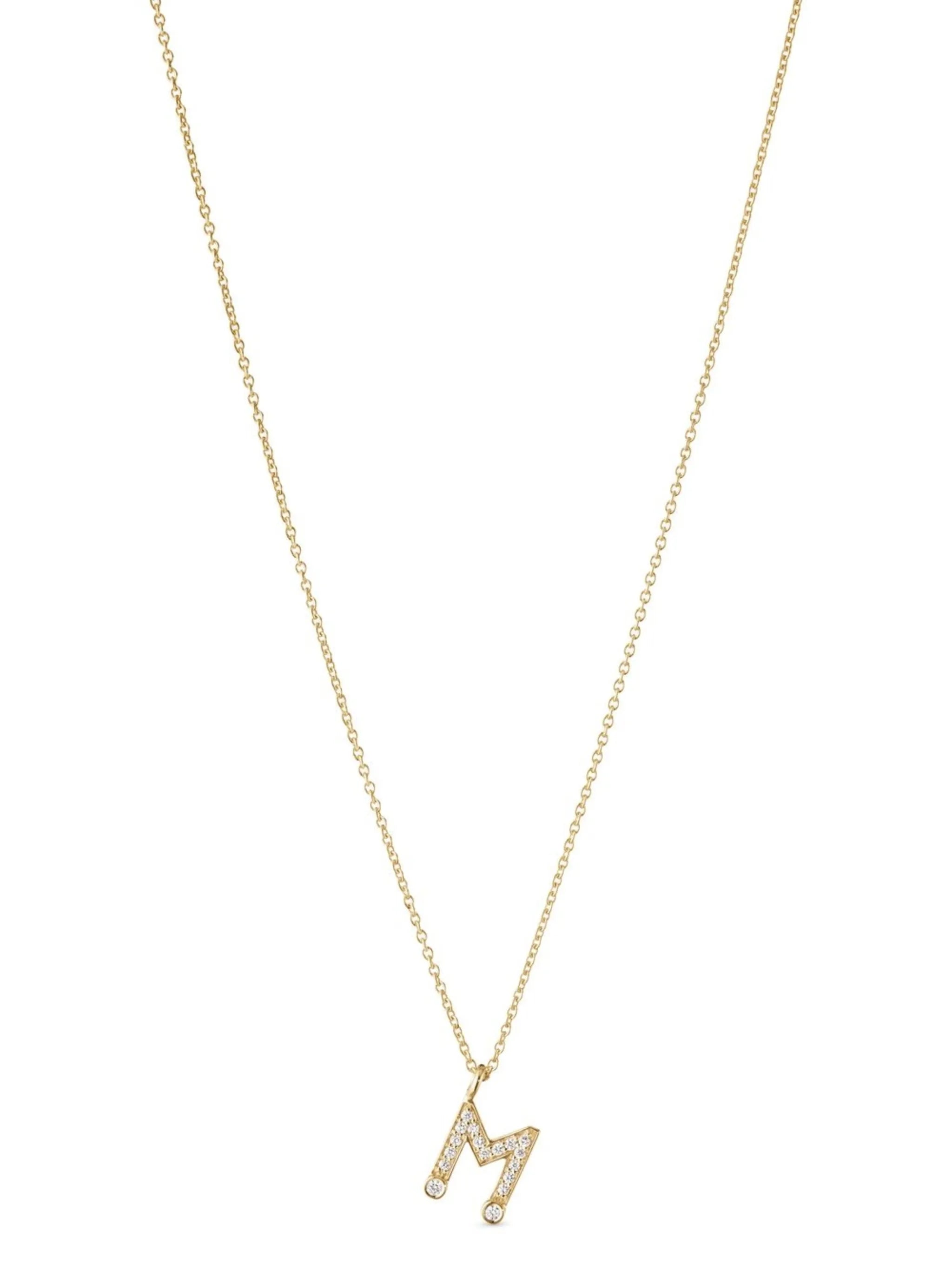 18kt yellow gold Petite M pendant necklace